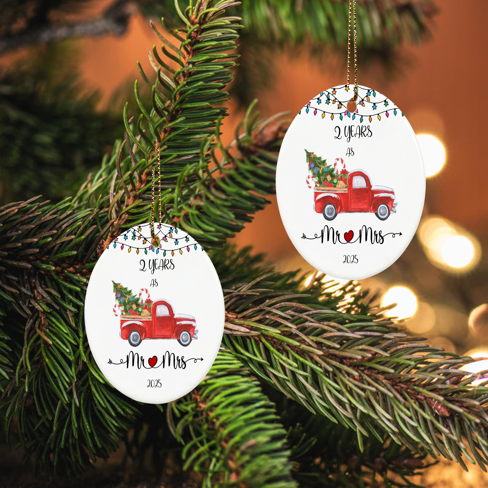 1st Anniversary Ornament 2025 - Personalized Mr & Mrs Keepsake Gift for Couples | Paper Themed 1 Year Wedding Gift for Home Decor, Christmas Tree & Romantic Celebrations