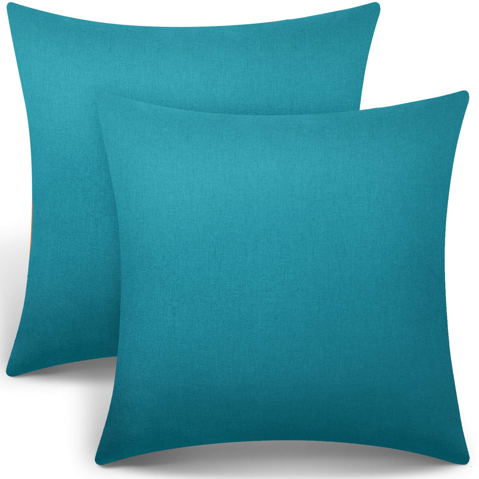 2 Pack Waterproof Outdoor Throw Pillow Covers 18x18 Inch - PU Coated Square Cushion Cases for Patio, Balcony, Garden, Sofa, Tent & Bed - All Weather Decorative Pillow Shells (Blue Green) - Perfect for Outdoor Furniture, Camping & Home Decor