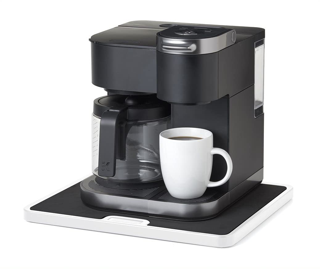 Large Rolling Tray for Kitchen Appliances - White Counter Organizer with Non-Slip Surface & Smooth Wheels | Perfect for Coffee Makers, Stand Mixers, Blenders, Toasters | Ideal for Small Kitchen Spaces & Countertop Organization
