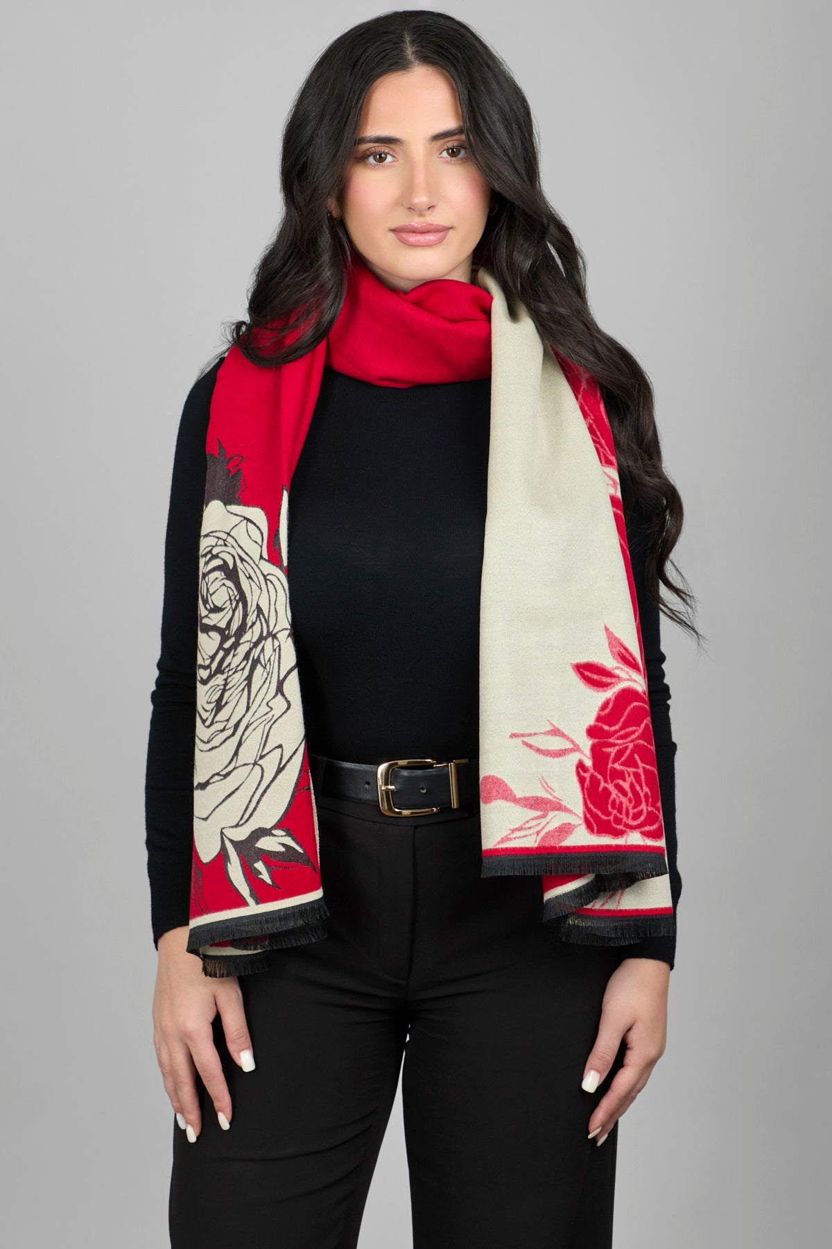 Stylish Bold Floral Reversible Scarf for Women - Lightweight Fashion Accessory for Spring, Fall & Winter - Perfect for Office, Travel & Special Occasions