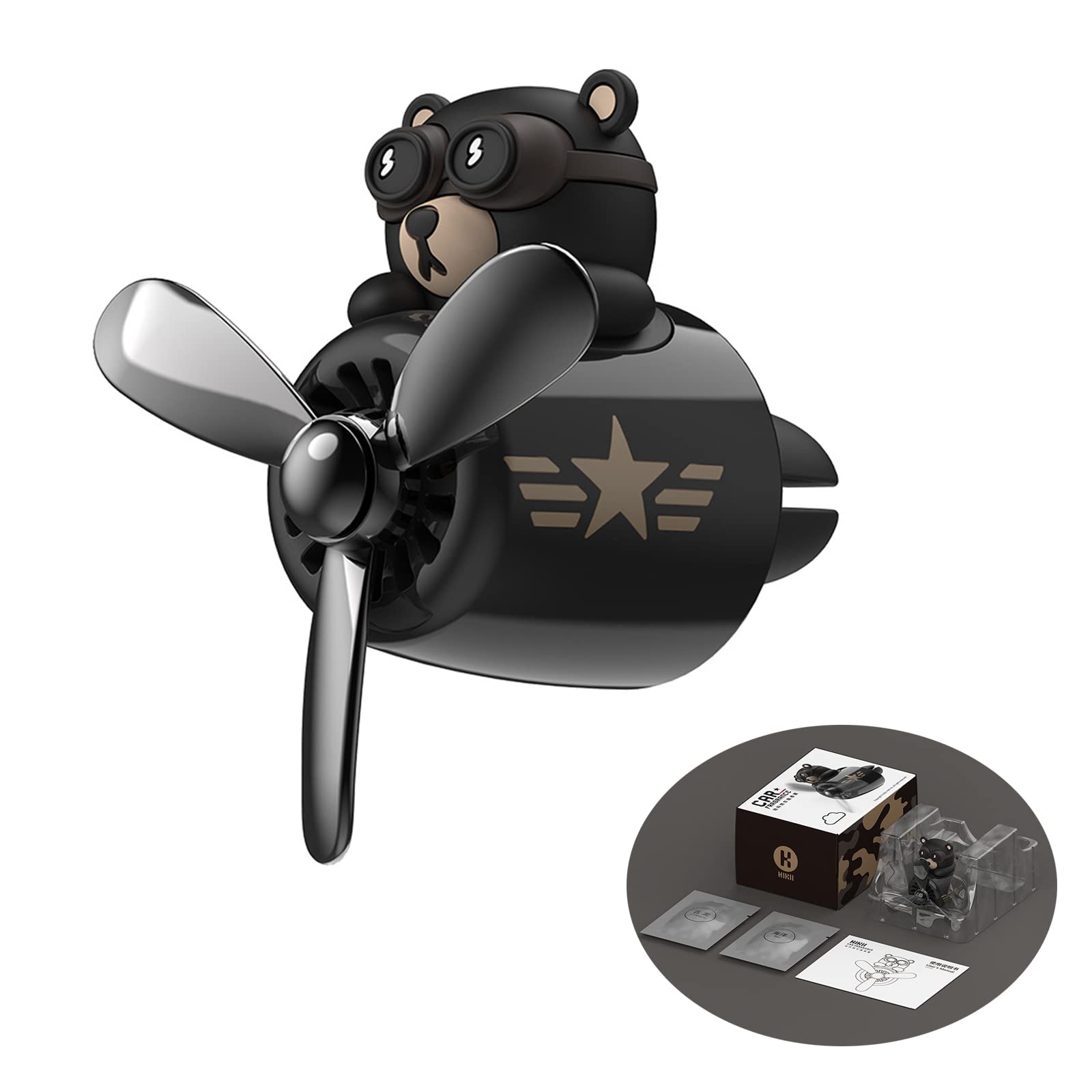 Cute Cartoon Bear Pilot Car Air Freshener - Black Bear Scented Car Perfume Ornament for Cool Interior Decor | Perfect for Cars, Trucks & SUVs
