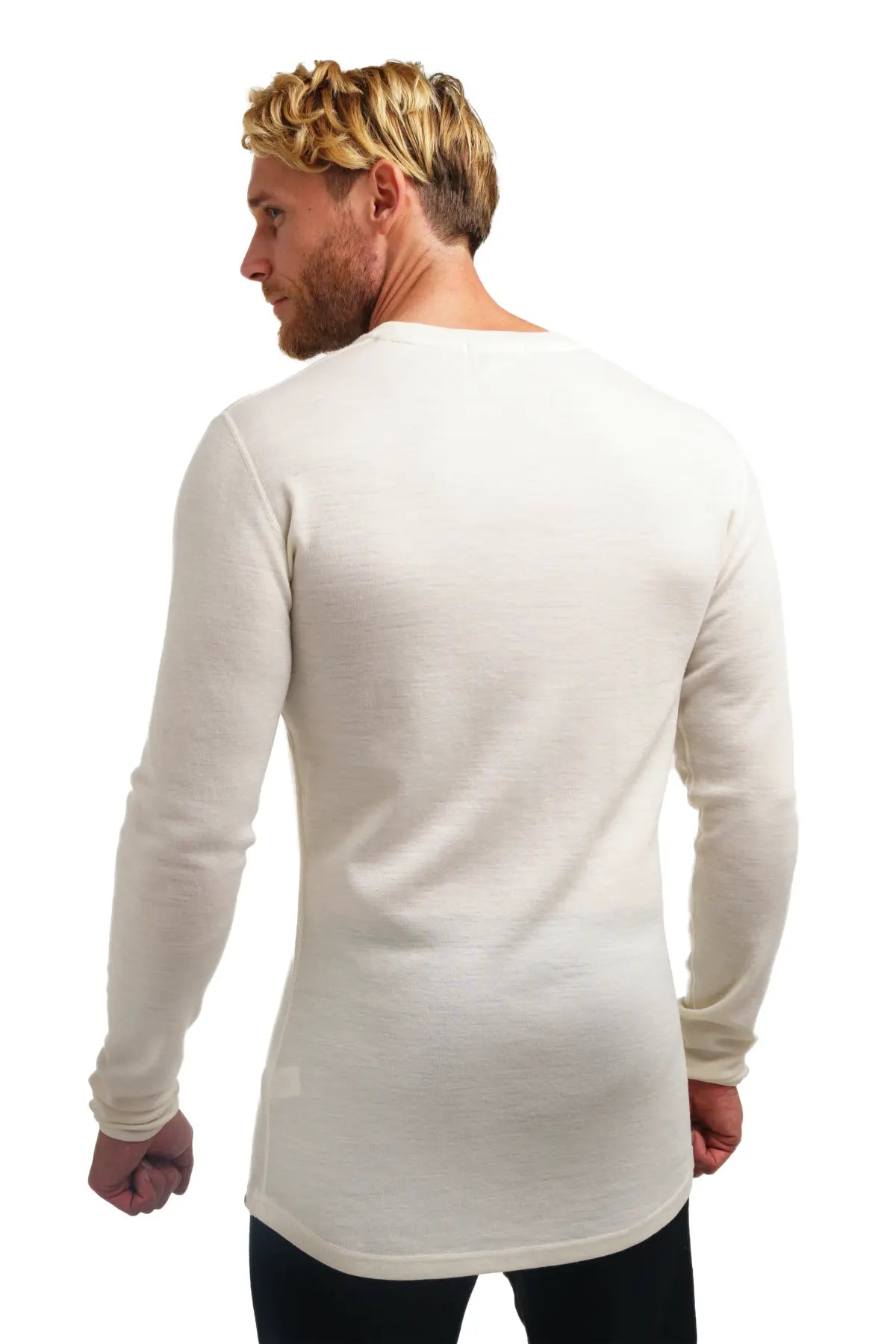 Premium Men's 250 GSM Merino Wool Long Sleeve Base Layer - Natural Color - Moisture Wicking & Odor Resistant for Hiking, Skiing & Winter Outdoor Activities