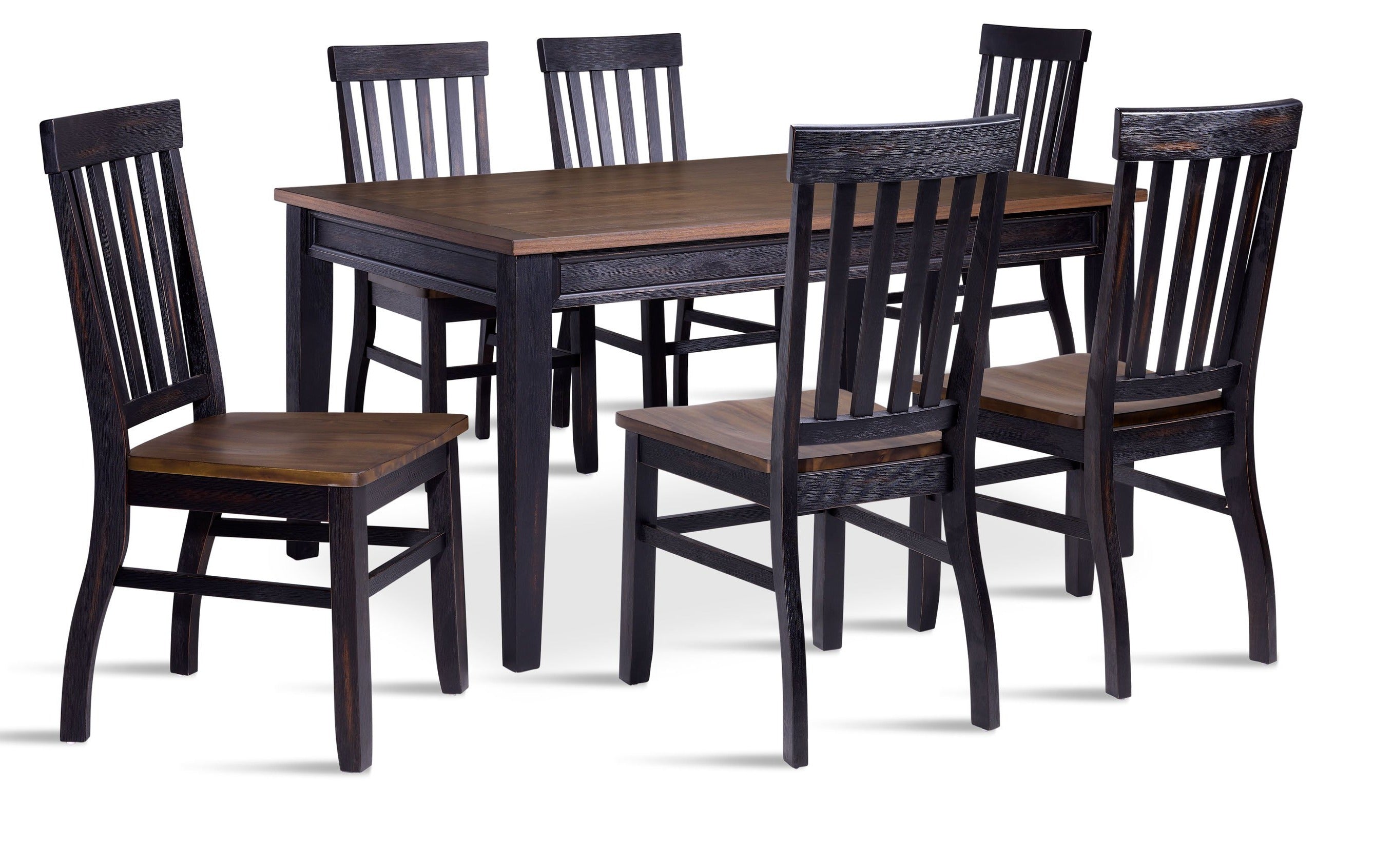 Caylie Noir 7-Piece Dining Set in Ebony & Driftwood Finish - Perfect for Modern Farmhouse, Rustic, or Contemporary Dining Rooms