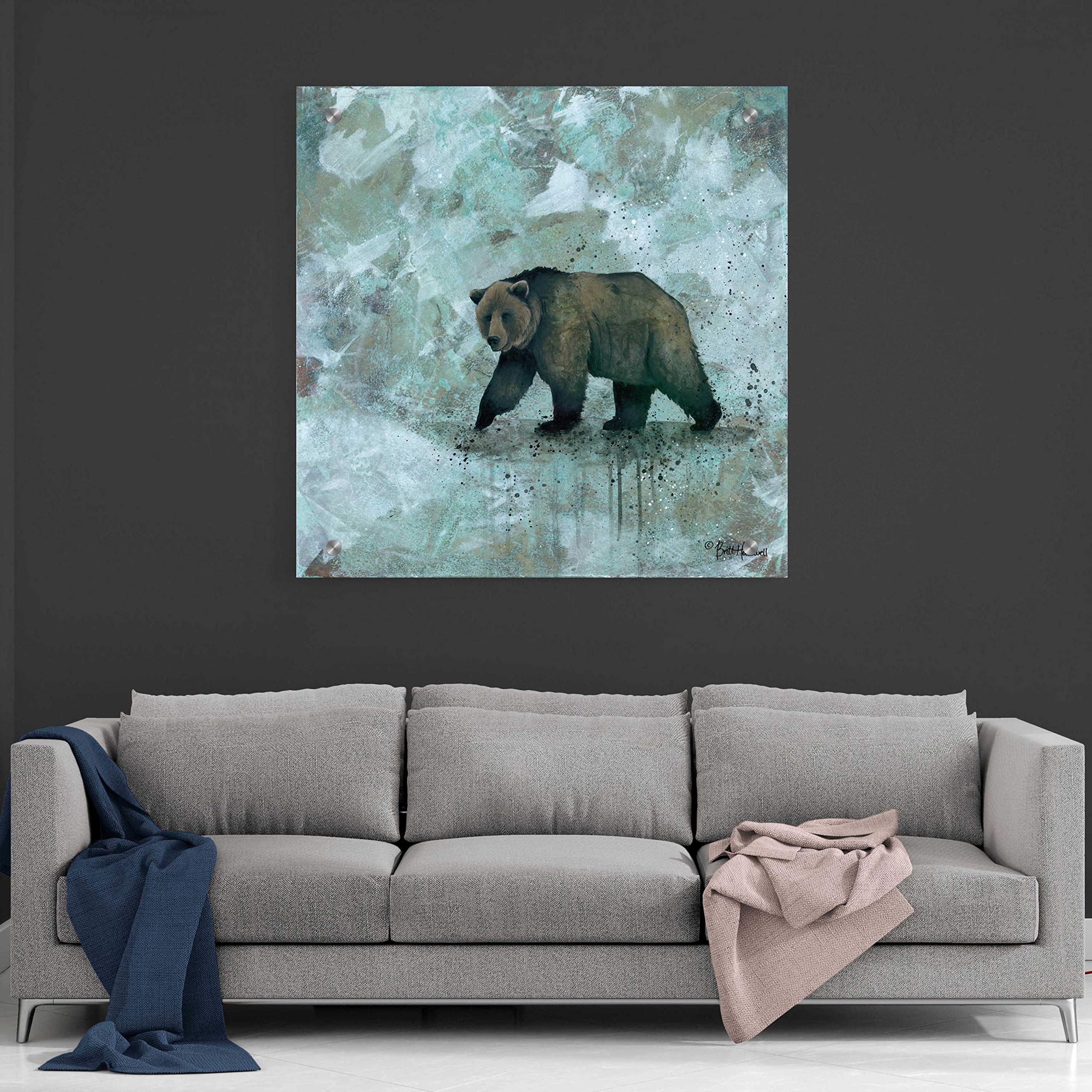 Epic Art 'Simplicity Bear' by Britt Hallowell - 36x36 Inch Acrylic Glass Wall Art Painting - Modern Home Decor for Living Room, Bedroom & Office