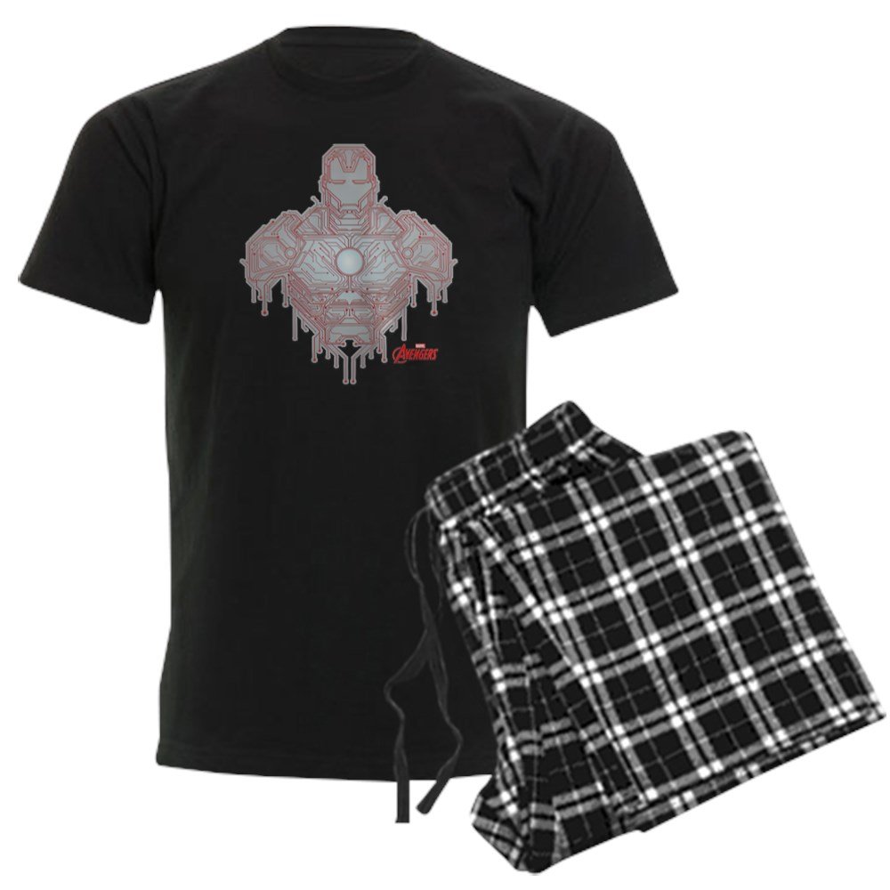 Iron Man Circuit Men's Dark Pajama Set - Superhero Sleepwear for Marvel Fans, Comfortable Cotton Lounge Pajamas for Movie Nights & Gift Giving