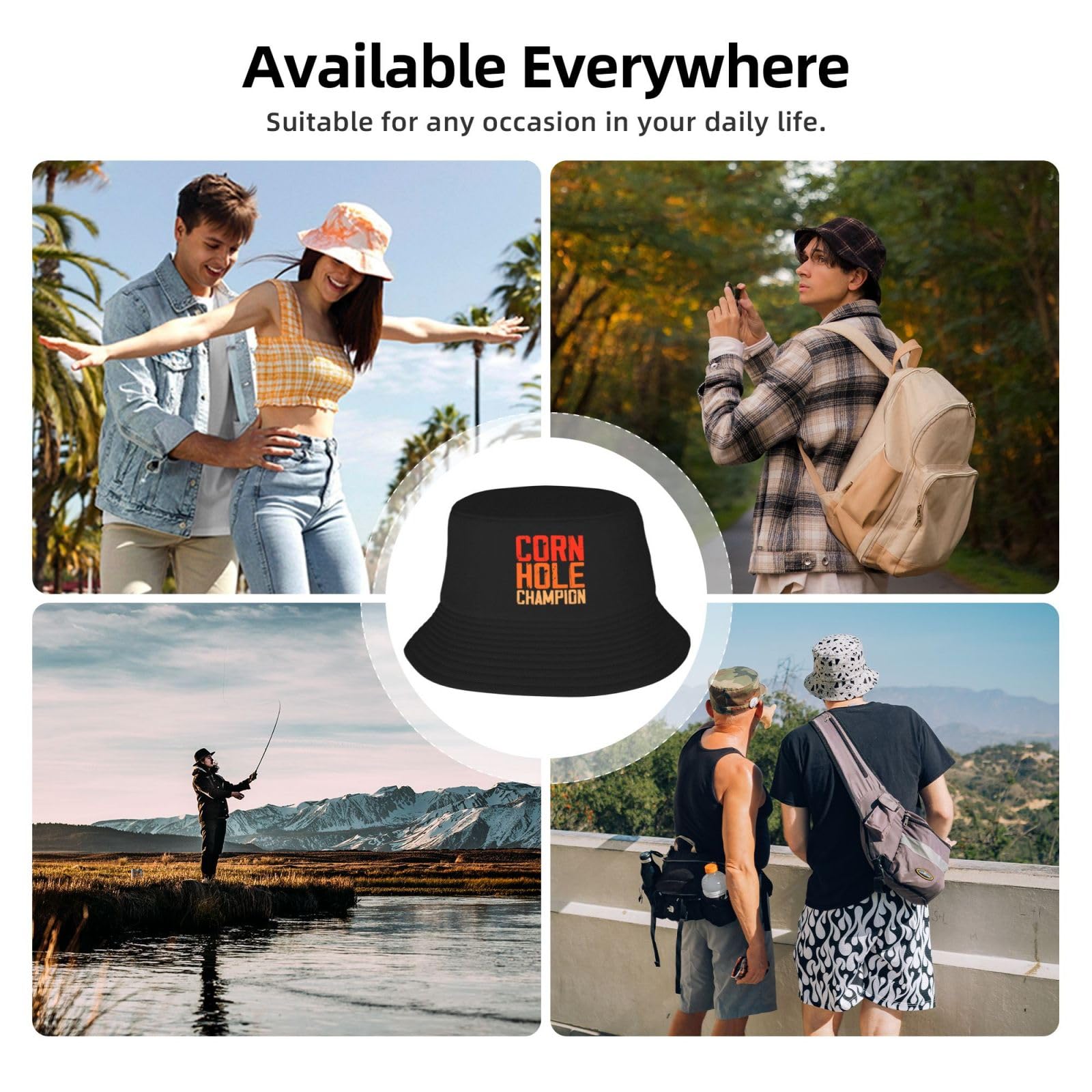 Stylish Packable Bucket Hats for Women & Men - UV Protection Sun Hat for Outdoor Activities, Fishing, Beach & Cornhole Champion - 5-Pack Fashionable Summer Caps