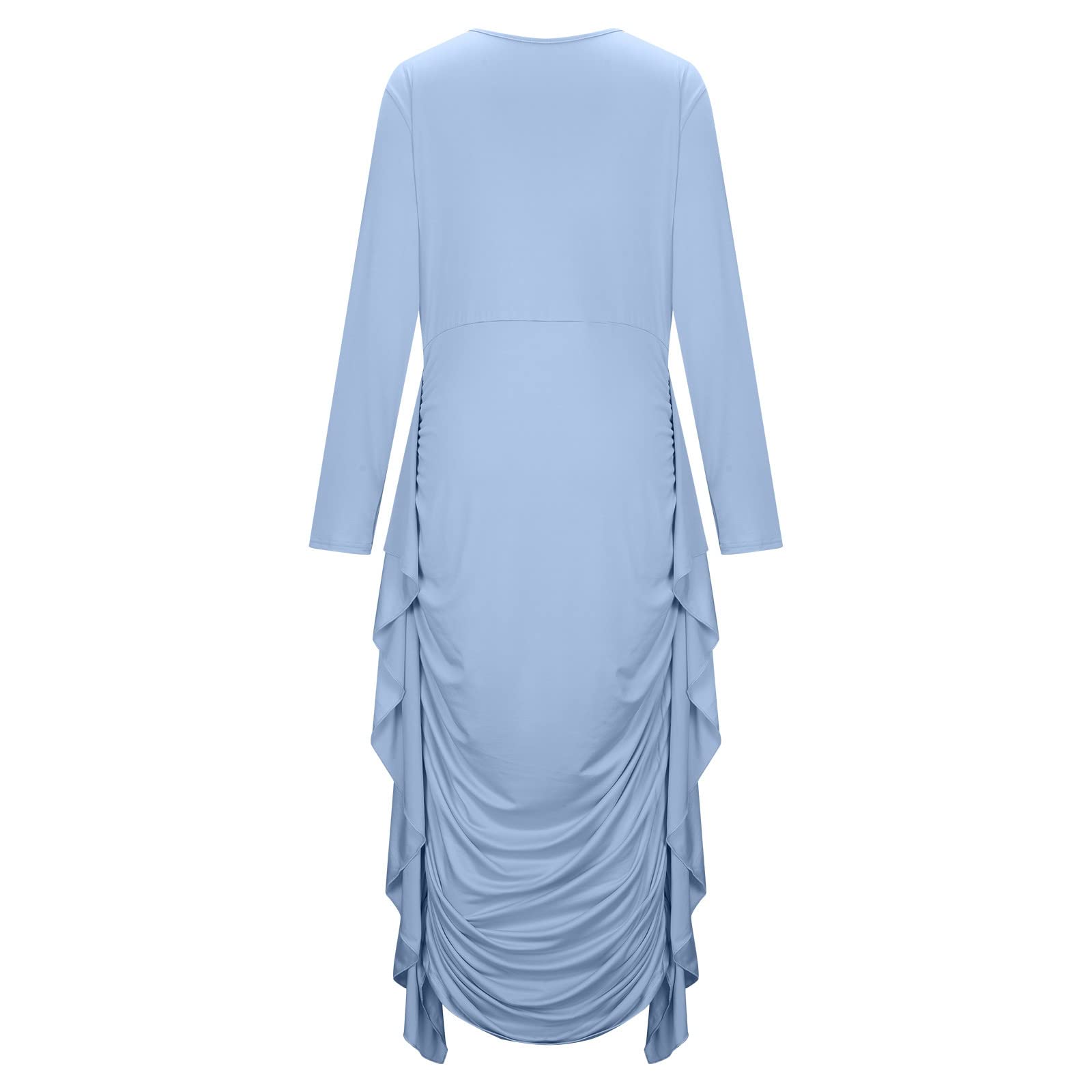 Women's Bodycon Midi Dress - Slim Pencil Dress for Work, Tea Party & Cocktail Events | Long Sleeve Ruffle Ruched Church Dress | Perfect for Office, Date Night & Special Occasions