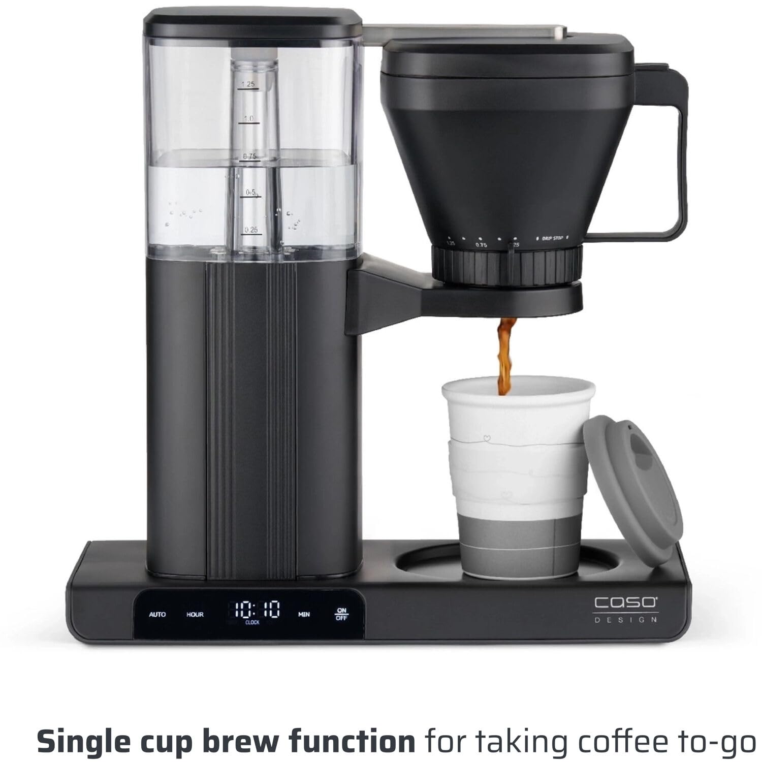 Premium Programmable Drip Coffee Maker with 8-Cup Glass Carafe & Single-Serve Mode - Black Caso Gourmet Gold Cup for Home, Office, Dorm | Perfect for Morning Brews, Entertaining Guests & Late-Night Study Sessions