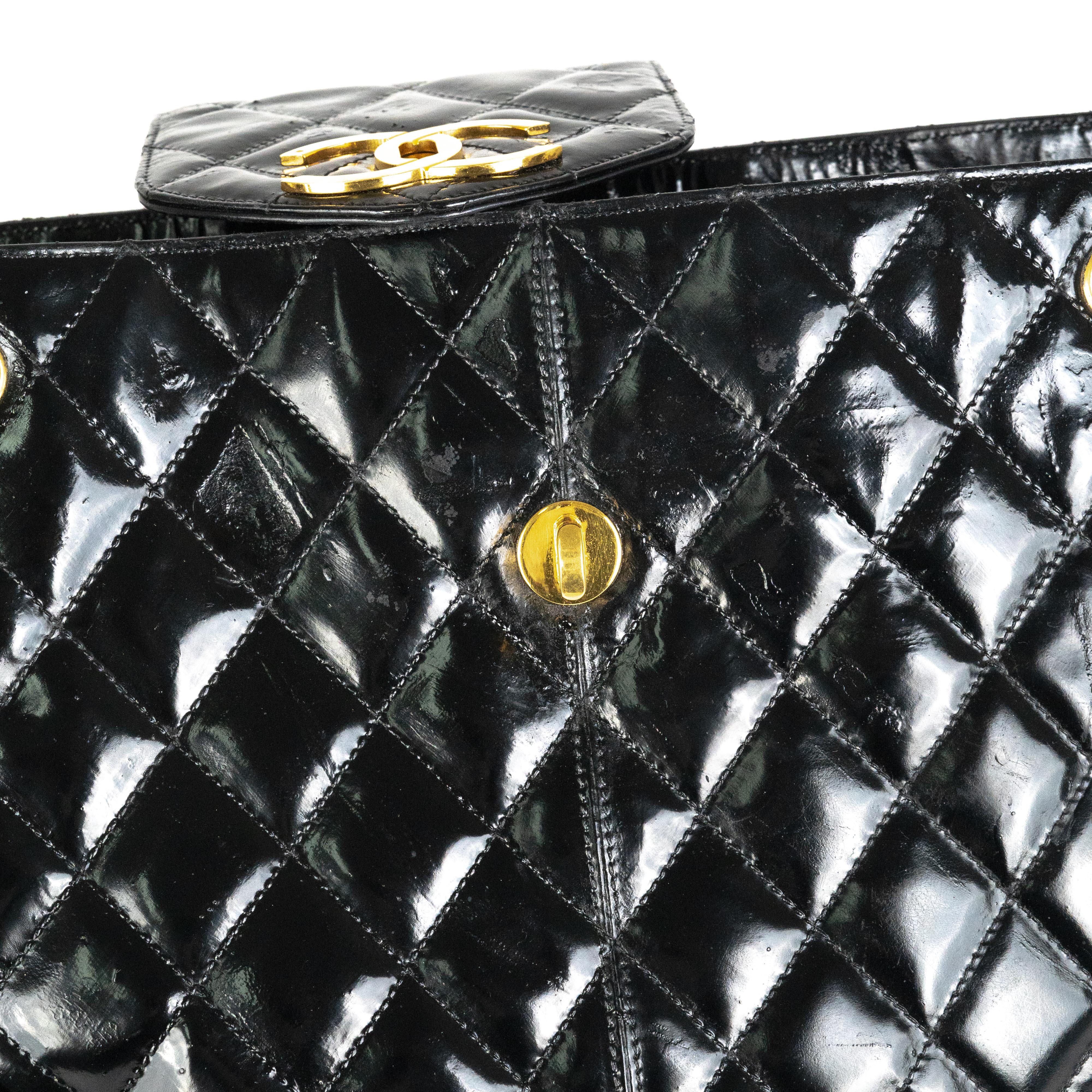 Chanel Supermodel Patent Leather Tote Bag - Black Luxury Handbag for Women | Perfect for Work, Travel & Everyday Use