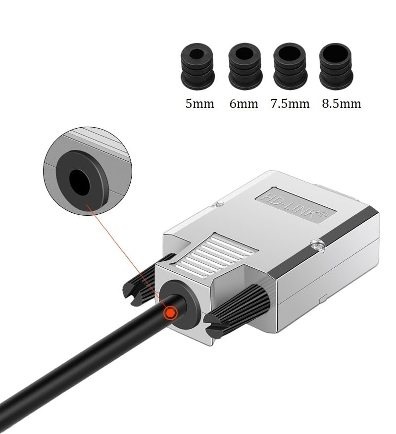 High Density DB15 Male VGA 3 Row Solderless Shielded Metal Hood Connector - RS232 D-Sub Serial Adapter for Computer Monitors, Projectors & Industrial Equipment