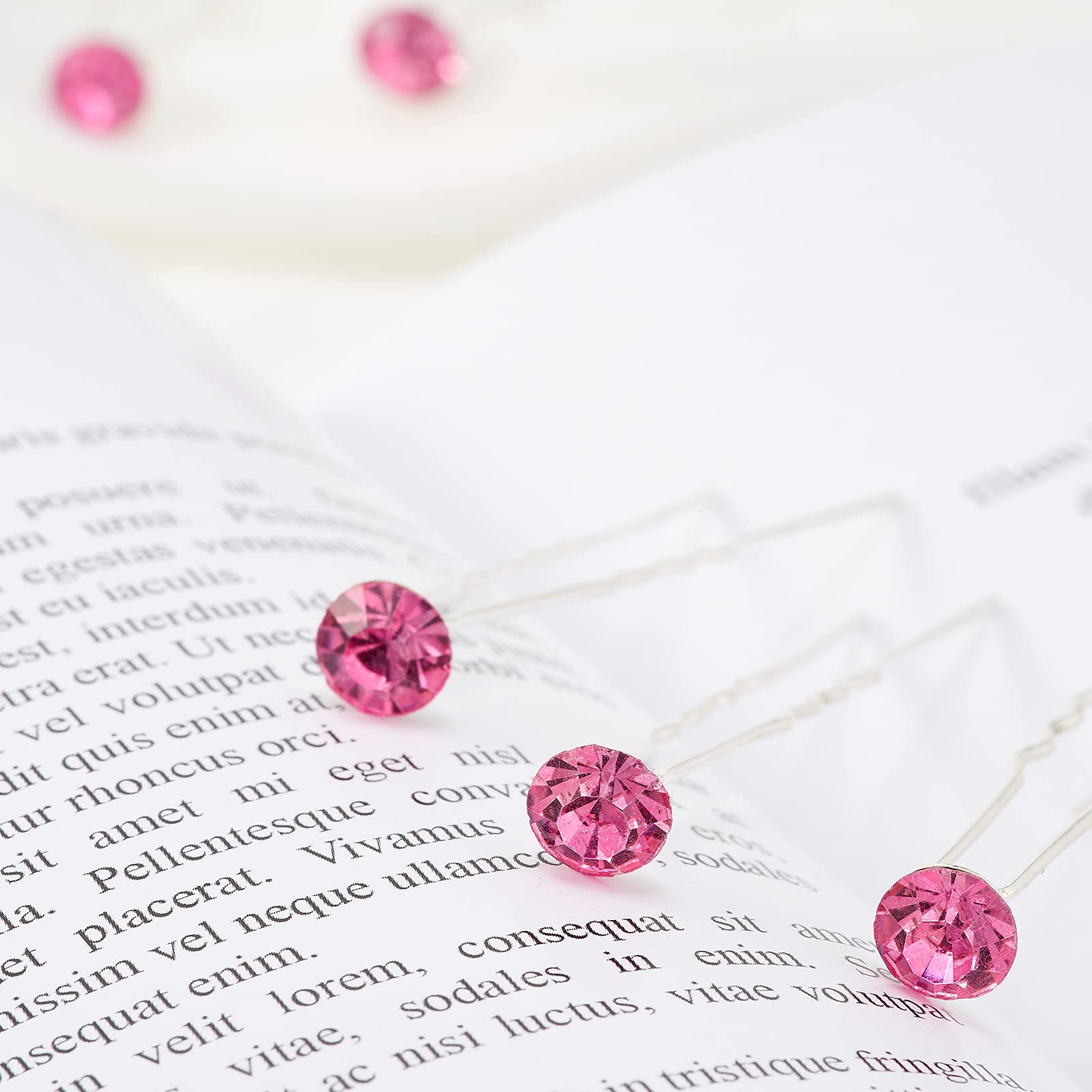20 Pack Pink Rhinestone Hair Clips - Crystal Bridal Hair Pins for Women Wedding Hair Accessories - Includes Clear Storage Container - Perfect for Bridal Party, Prom, and Special Occasions