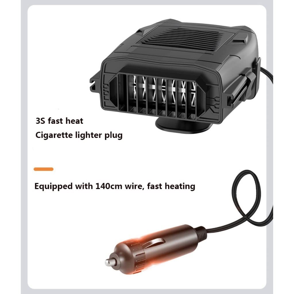 Grafken 12V Portable Car Heater - Fast Electric Heating for Winter, Cigarette Lighter Plug-in Defroster & Interior Warmer (Black) | Ideal for Road Trips, Commuting & Cold Weather Driving