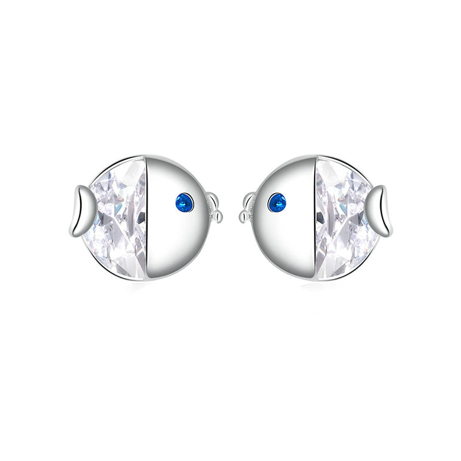 Crystal Kissing Fish Earrings for Women & Girls - 925 Sterling Silver Jewelry, Elegant Gift for Birthday & Special Occasions | Perfect for Parties, Dating & Everyday Wear