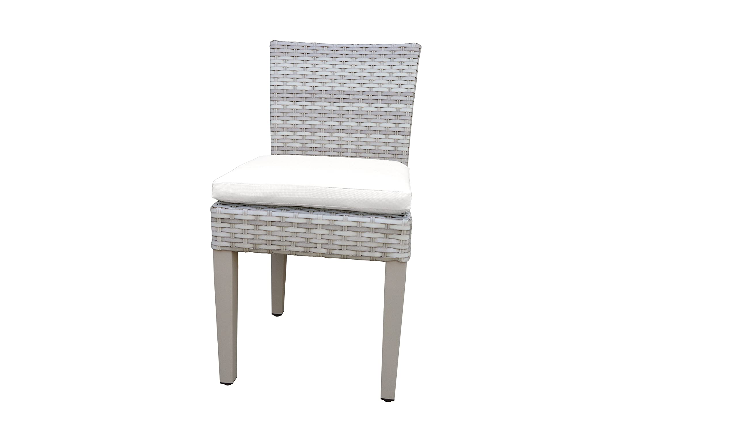 TK Classics Fairmont 9-Piece Round Outdoor Patio Wicker Dining Set with Cushions in White - Perfect for Backyard, Garden, Poolside & Outdoor Entertaining