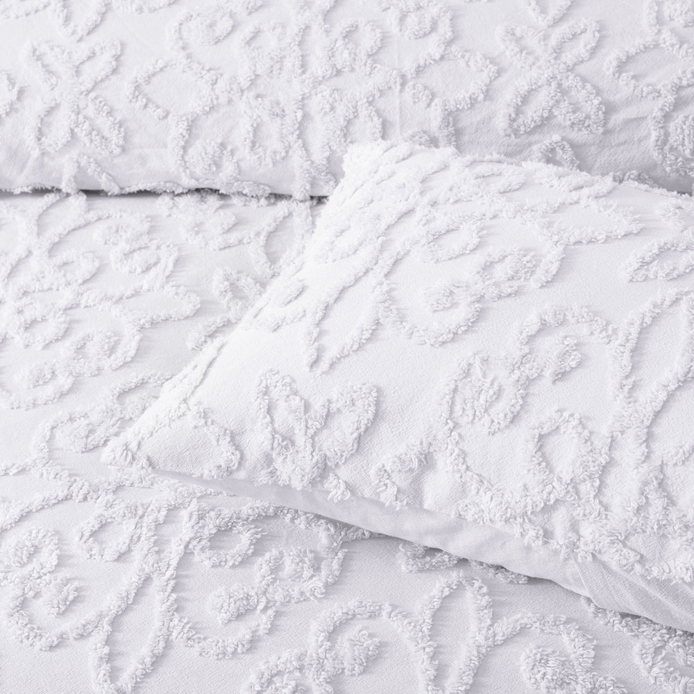 Ella White Bedspread Set - Queen Size Luxury Bedding for Master Bedroom | Soft Cotton Quilt Cover with Pillow Shams | Perfect for Home Decor, Guest Room & Hotel Style Bedroom