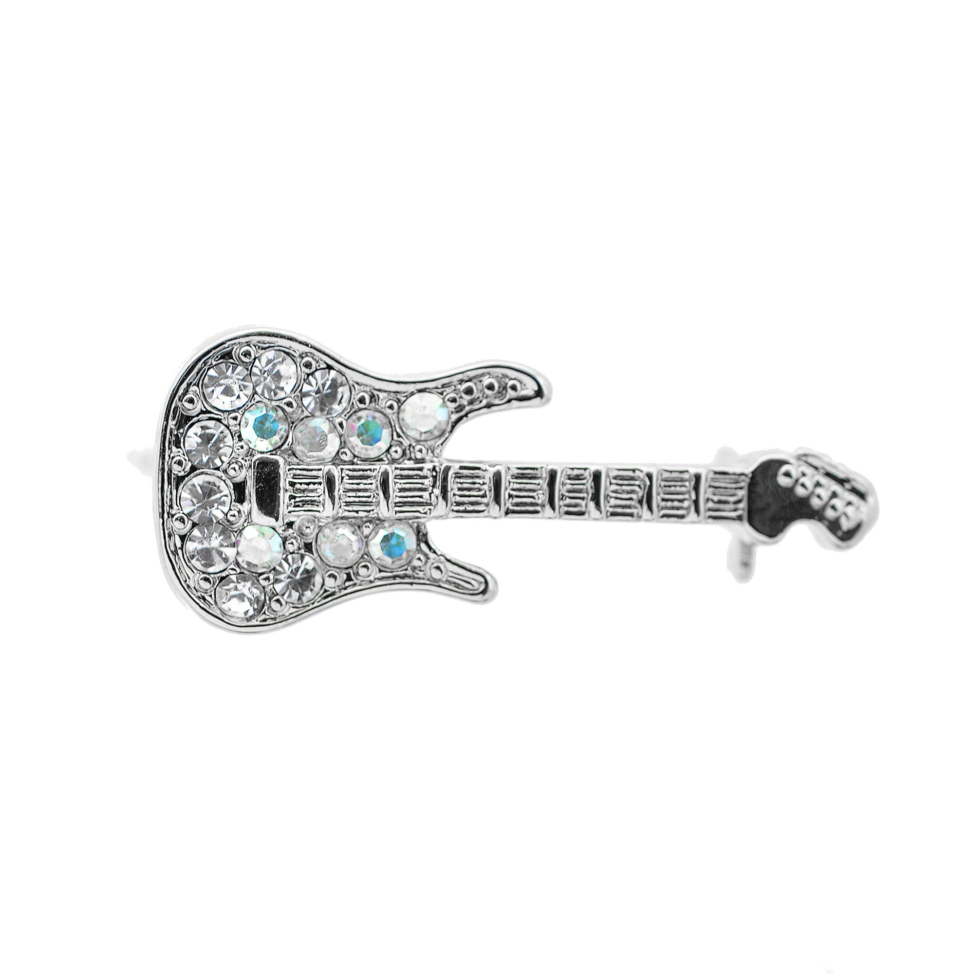 Tiny Jewel Crystal Electric Guitar Brooch Pin - Elegant Musical Accessory for Jackets, Bags & Hats - Perfect Gift for Musicians & Rock Fans