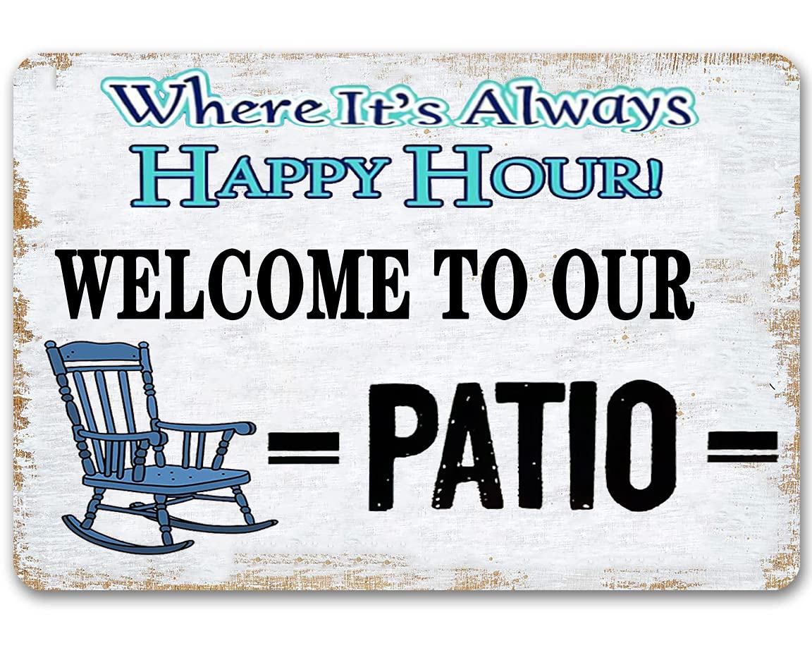 Personalized Welcome to Our Patio Sign - Rustic Farmhouse Wall Decor for Indoor & Outdoor Use - Perfect for Patio, Garden, Bar, Coffee Shop & Home Decor