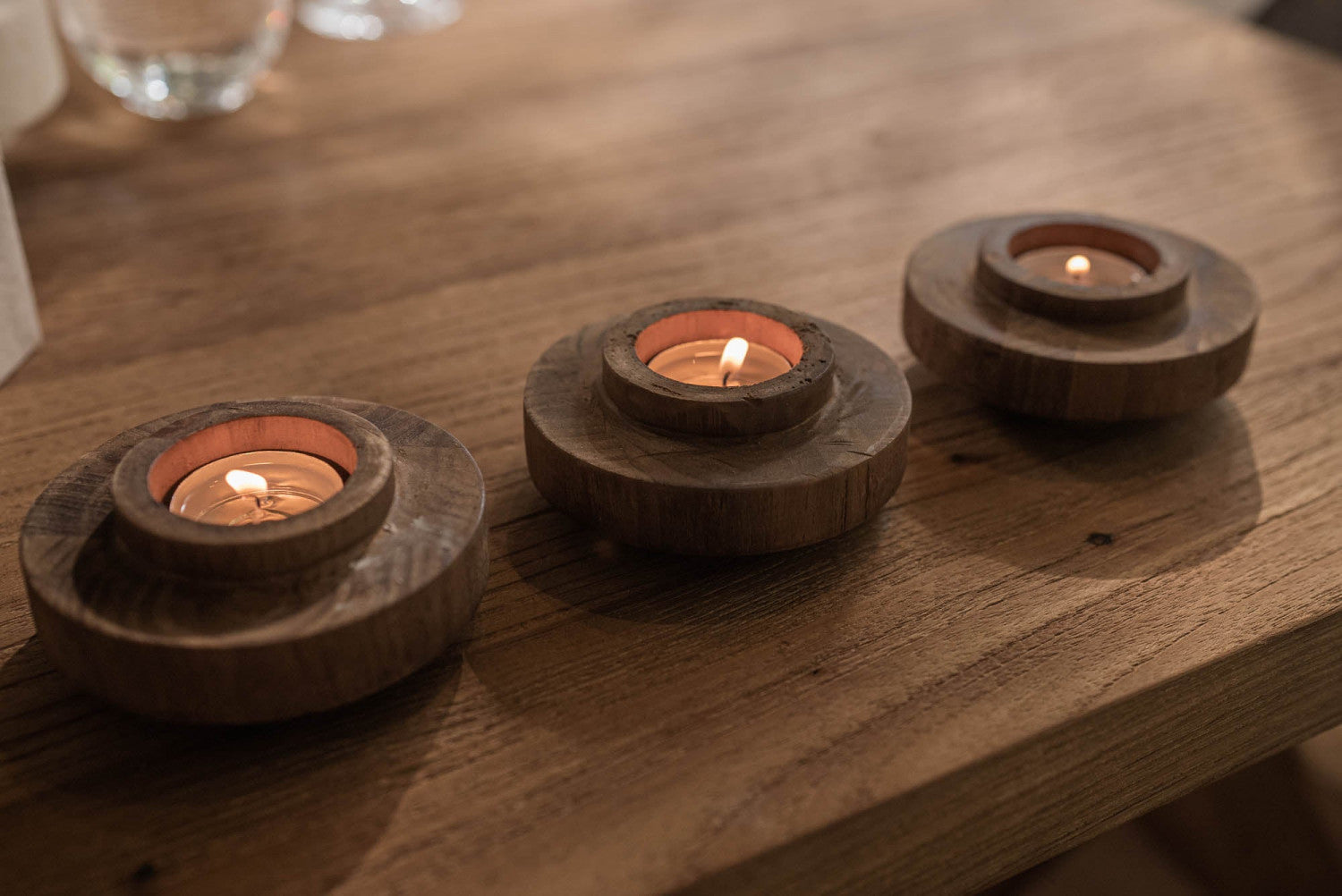 Wood Grain Bayan Ring Candle Holder - Rustic Home Decor for Wedding, Party & Table Centerpiece