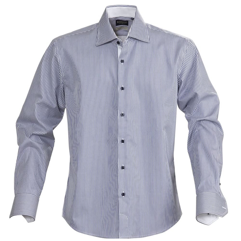 James Harvest Men's Reno Striped Formal Dress Shirt - Slim Fit Business Office & Wedding Attire