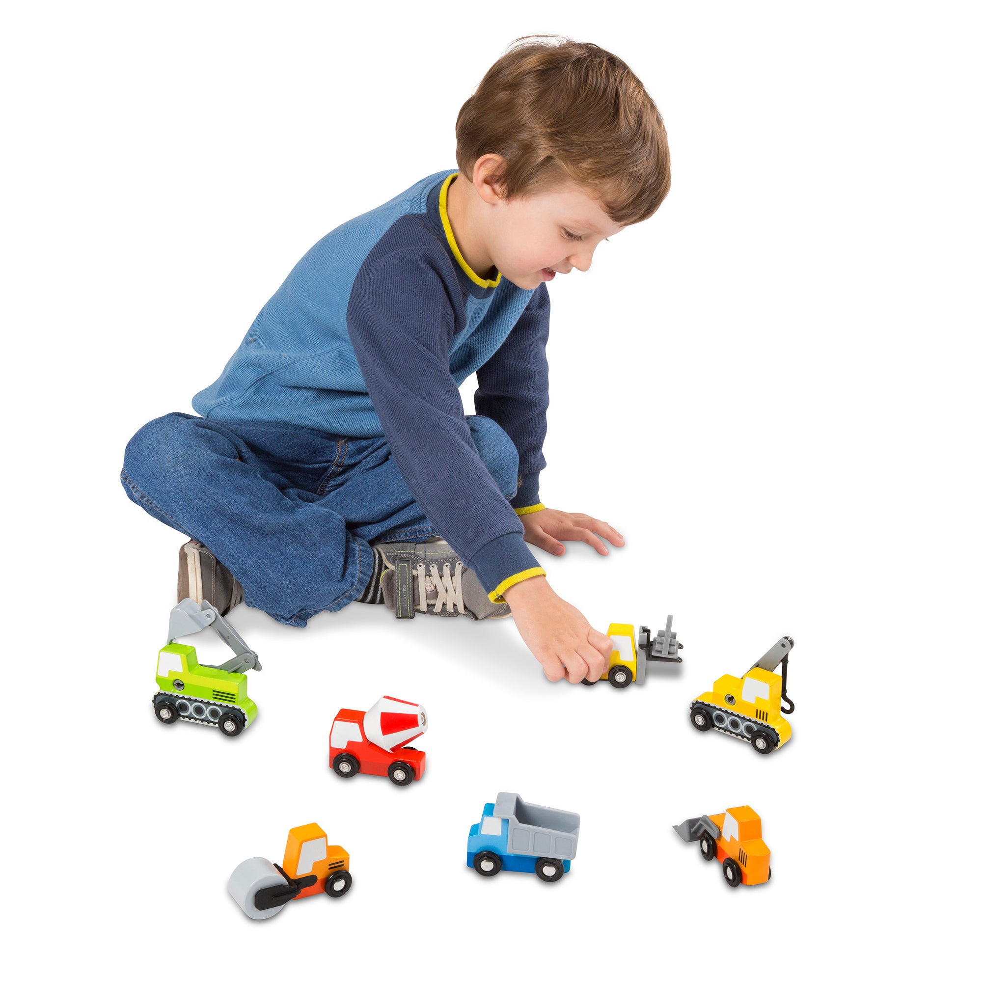 Wooden Construction Site Vehicles for Kids - Realistic Toy Trucks & Excavators - Perfect for Pretend Play, Birthday Gifts & Early Learning Activities
