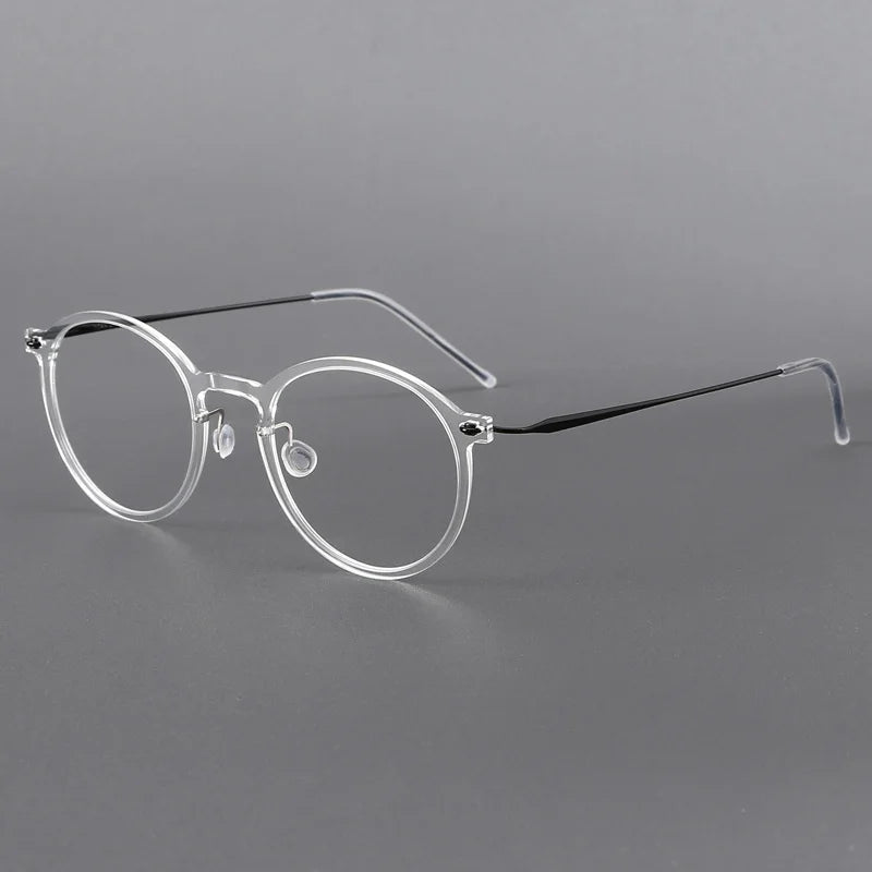 Unisex Black Full Rim Round Titanium Acetate Eyeglasses Frame 6541 - Lightweight & Durable for Work, Reading & Fashion