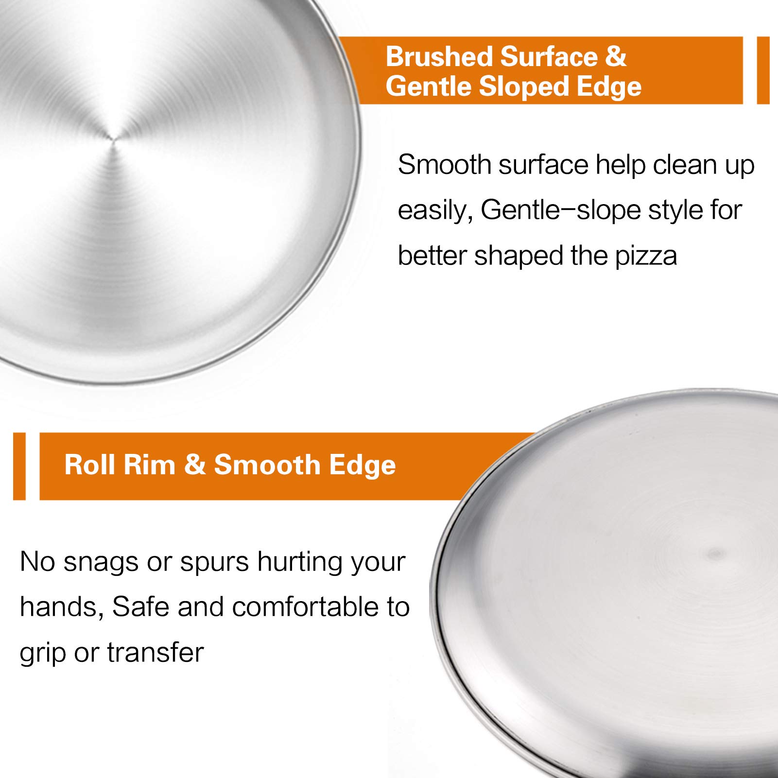 TeamFar 3-Piece Stainless Steel Pizza Pan Set (10”, 12”, 13.4”) - Heavy Duty, Rust-Free Baking Pans for Oven, Dishwasher Safe - Perfect for Home Kitchen, Restaurant & Outdoor Pizza Parties