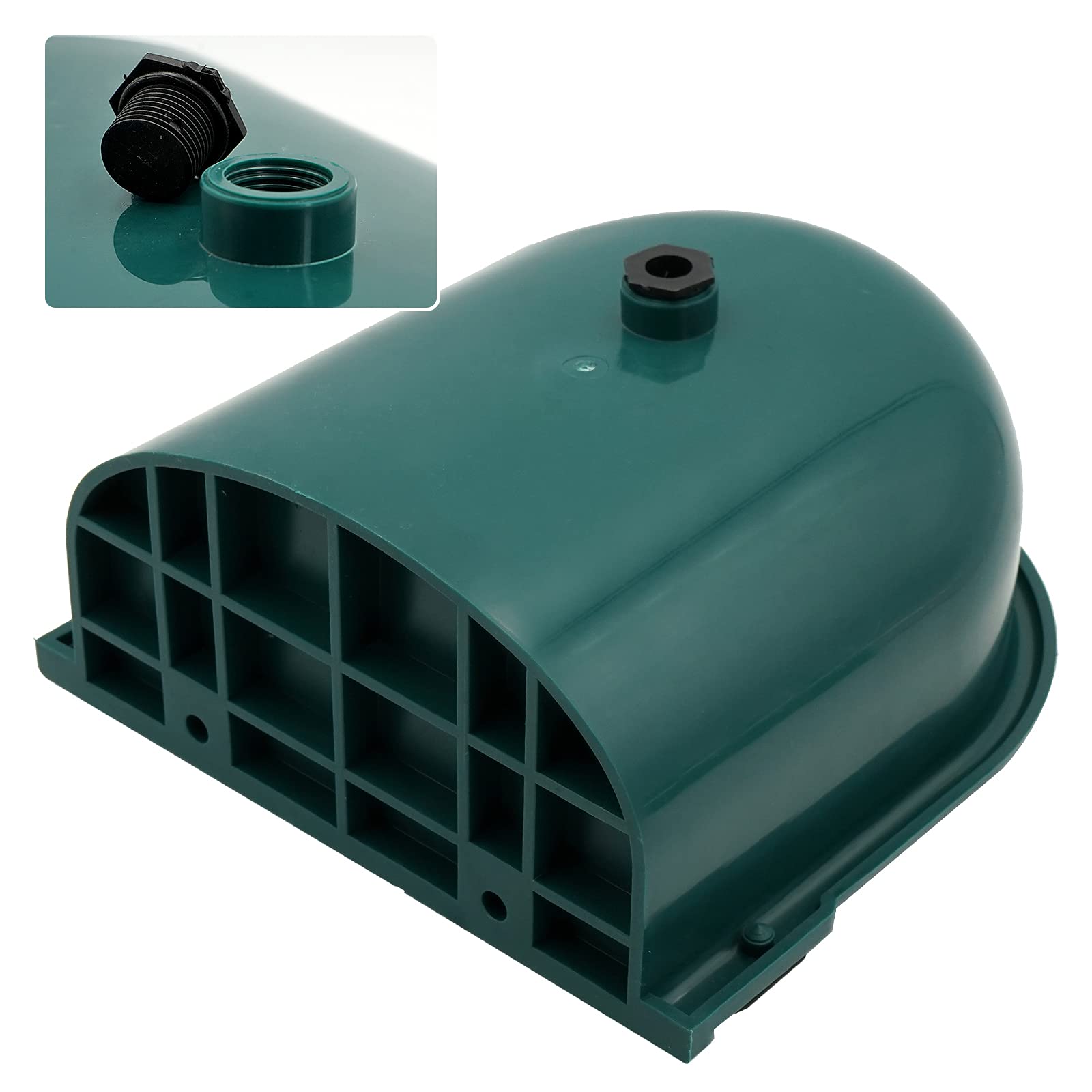 Automatic Waterer Bowl for Horses, Dogs, Sheep, Cows & Pigs - Large Plastic Animal Water Feeder with Float Valve & Drain Plug (Dark Green) - Ideal for Barns, Stables & Outdoor Farms