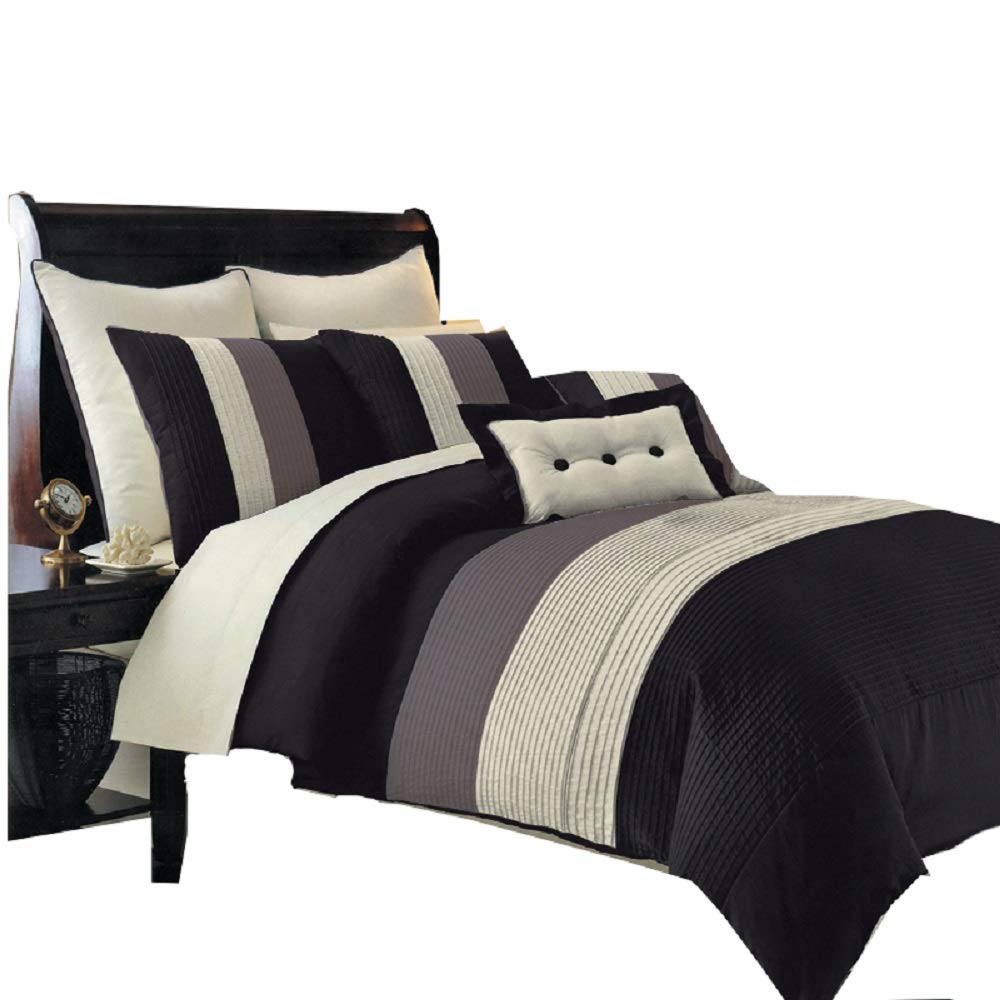 Premium 12-Piece Hudson Microfiber Queen Size Bed in a Bag Set - Comforter & Sheet Set in Black | Soft & Breathable Bedding for Cozy Bedroom Decor