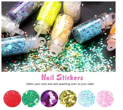 Premium 48-Piece Nail Art Kit with Glitter Stones, 100 Fake Nails, 15 Brushes & Dotting Tools - Complete DIY Manicure Set for Home Salon, Parties & Gift Giving