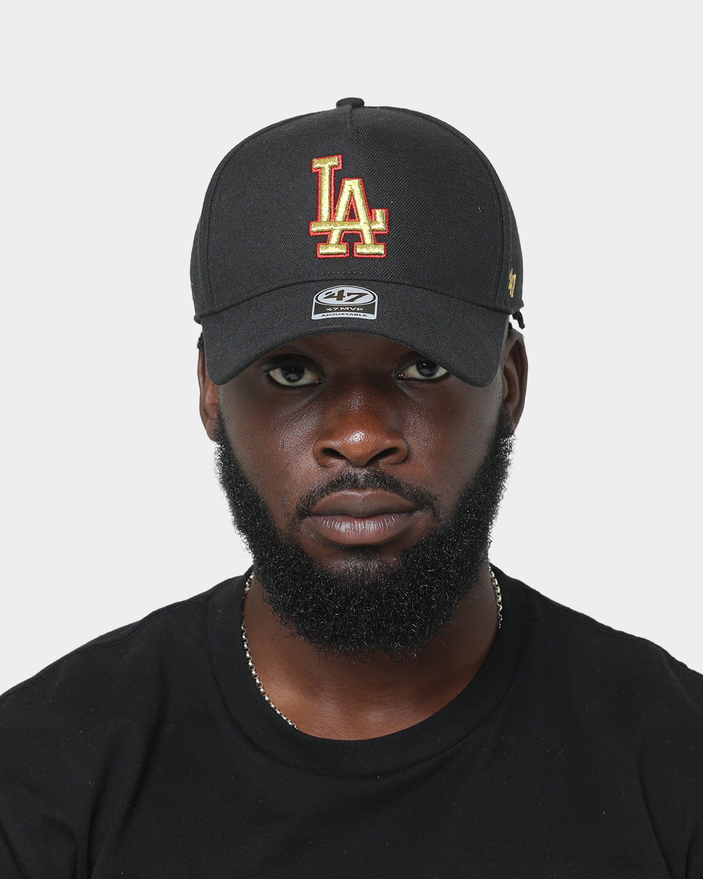 47 Brand Los Angeles Dodgers Replica MVP DT Snapback Hat - Black/Gold/Red Adjustable Baseball Cap for Men & Women - Perfect for Baseball Games, Sports Fans, and Streetwear Fashion