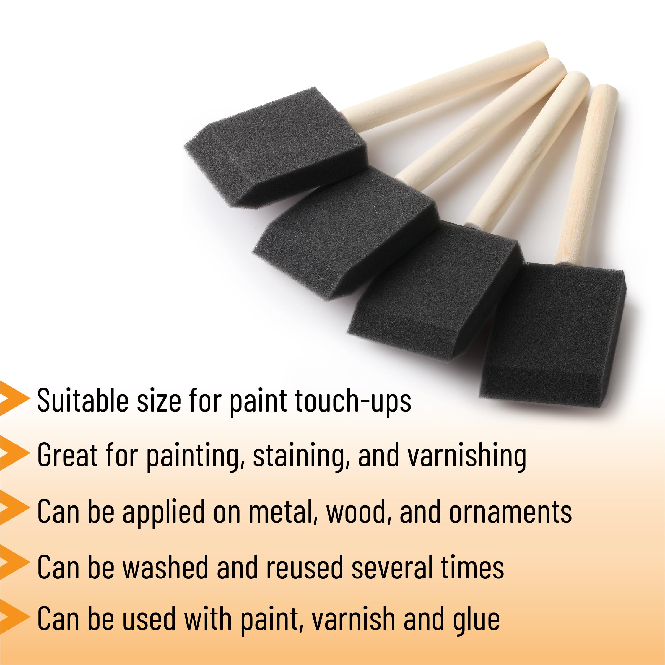Bates 2-Inch Foam Paint Brushes 100 Pack - Sponge & Foam Brushes for Painting, Staining & Mod Podge - Perfect for DIY Crafts, Home Decor & Furniture Refinishing