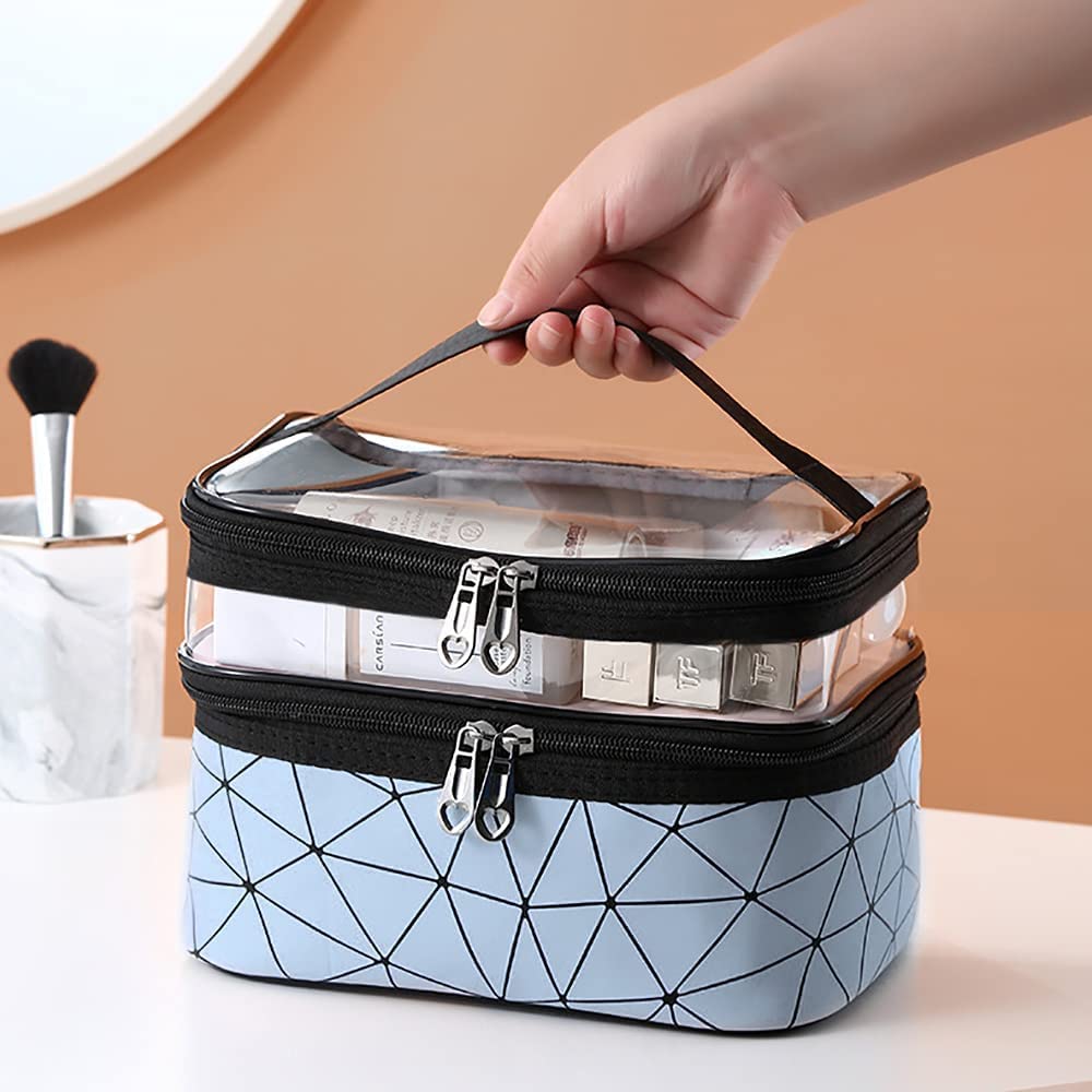 VIULVUK Professional Large Makeup Kit Organizer for Women | Waterproof Cosmetic Bag with Multiple Compartments | Travel Toiletry Pouch & Wash Bag | Perfect for Skincare Accessories Storage & Travel Essentials (Grey) - Ideal for Home, Travel, and Salon Use