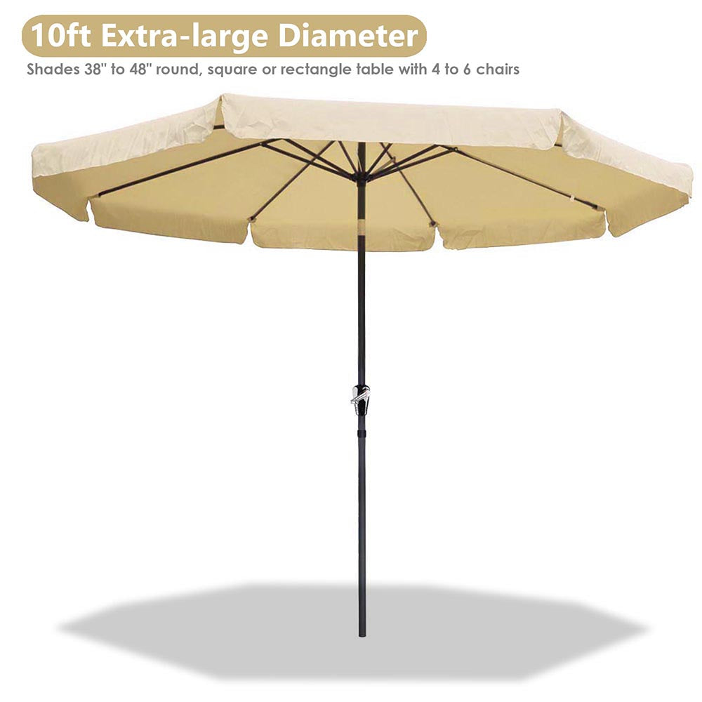 10FT 8-Rib Outdoor Patio Umbrella with Tilt & Crank Mechanism - Perfect for Poolside, Backyard, and Beach Relaxation