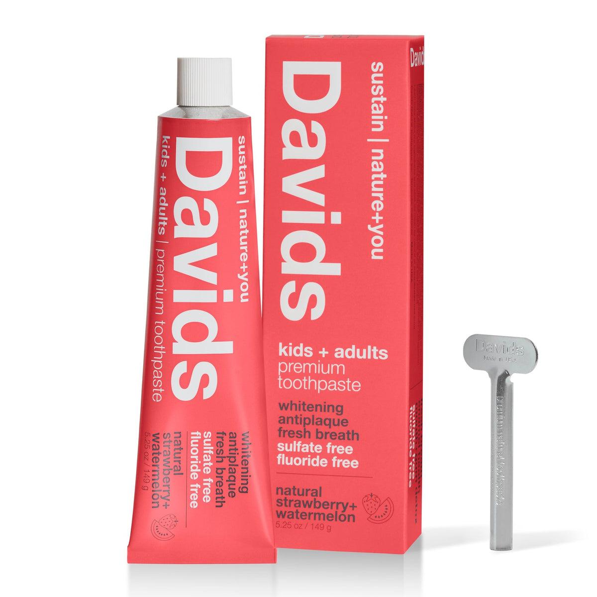 David's Kids & Adults Strawberry Watermelon Toothpaste - Fun & Tasty Fluoride Toothpaste for Children & Adults - Perfect for Family Oral Care & Fresh Breath