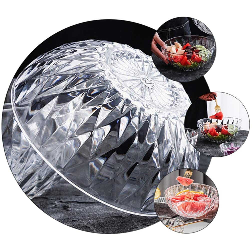 Cabilock 1pc Glass Salad Bowl - Fruit & Vegetable Serving Bowl for Kitchen, Dining, Party - Durable Food Container for Salads, Snacks, Meals - Perfect for Home, Restaurants & Outdoor Picnics