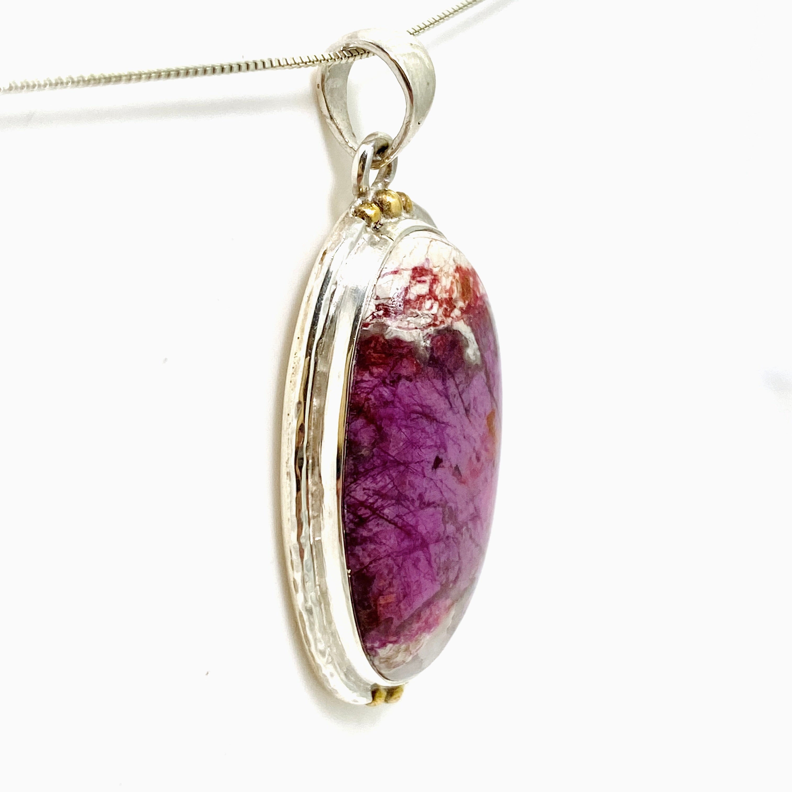 Cobalto Calcite Oval Cabochon Pendant in Sterling Silver Setting - Natural Stone Jewelry for Women | KPGJ4860 | Perfect for Meditation, Healing & Spiritual Gifts