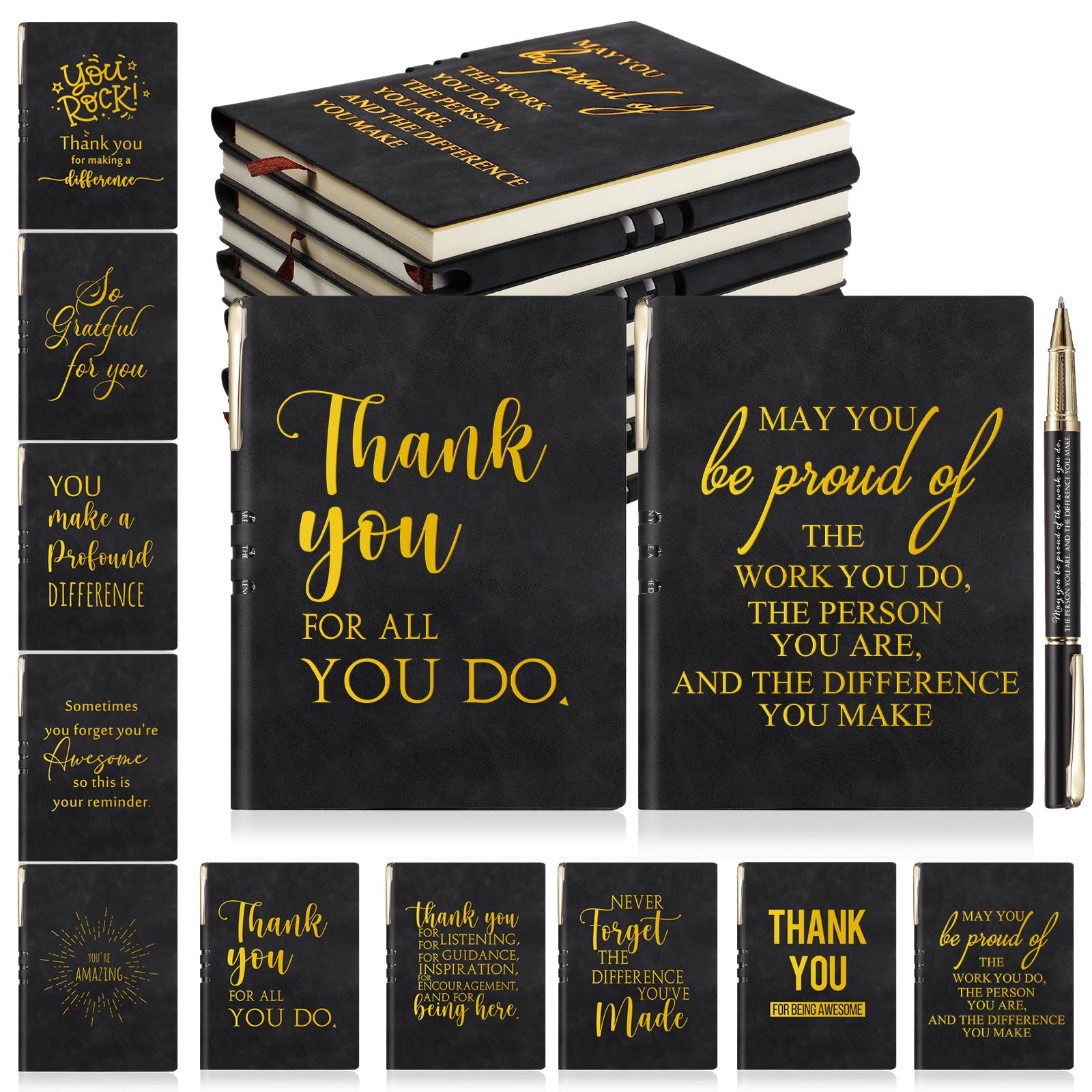 Kosiz 40-Pack Bulk Employee Appreciation Gifts Set - Inspirational A5 Leather Journals with Motivational Pens for Teachers, Nurses, Coworkers, Staff & Volunteers - Perfect for Thank You Gifts, Office Recognition & Team Building Events