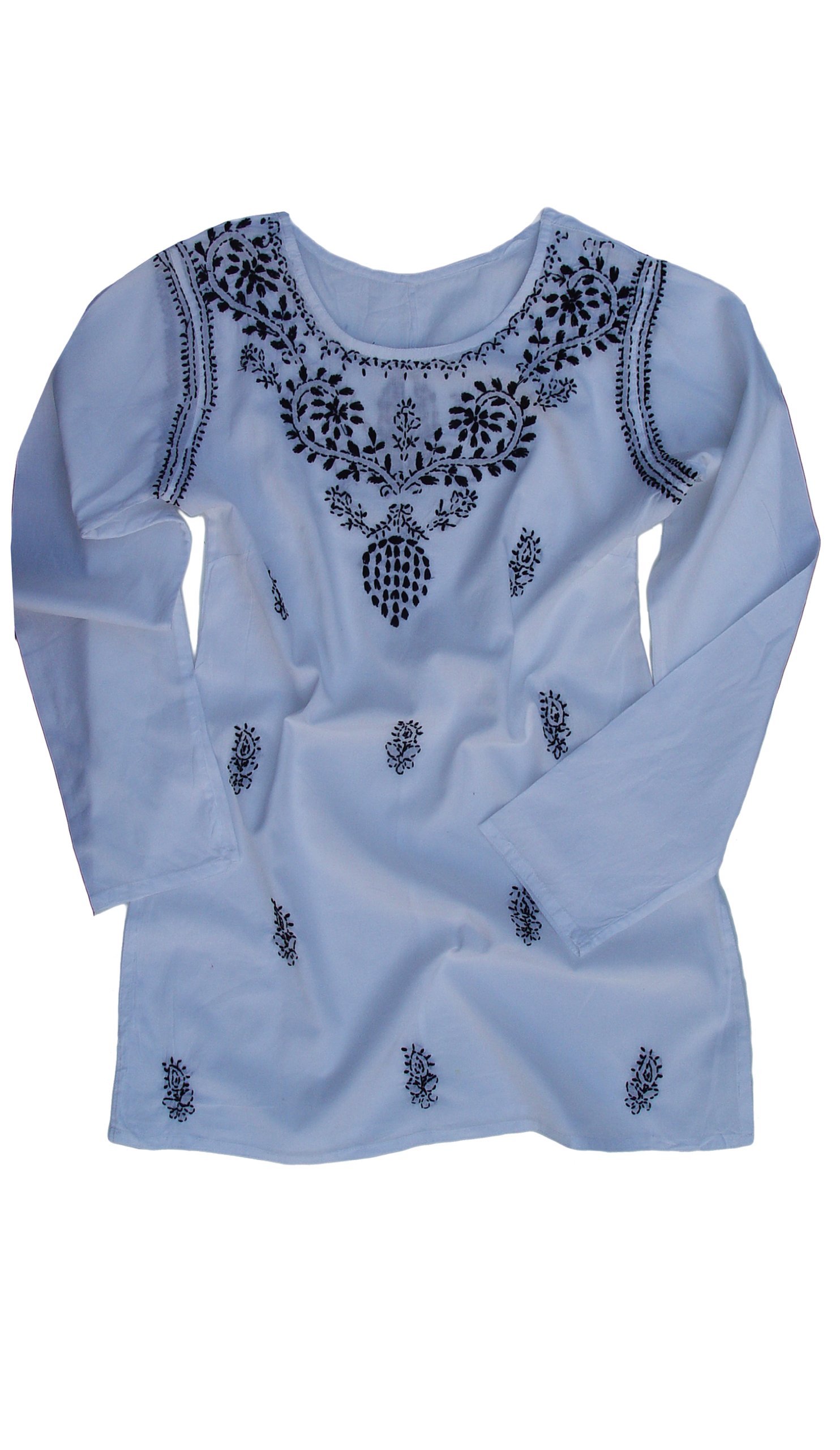 Hand Embroidered Cotton Tunic Top Kurti Blouse for Women | Elegant Embroidered Blouse for Casual Wear & Festive Occasions