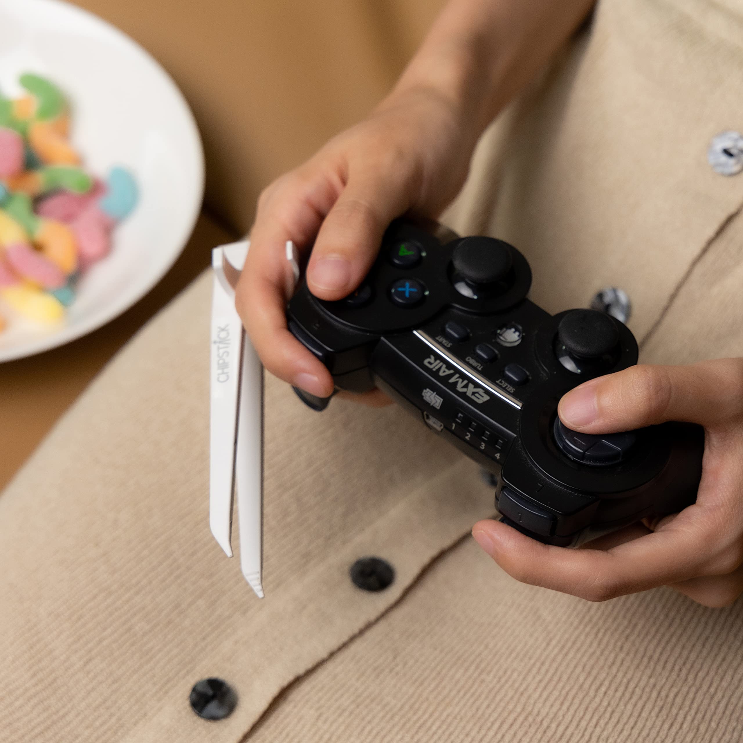 Smart Snack Chopsticks - Ergonomic Design for Eating While Gaming, Using Phones & Reading | Perfect for Office, Home & Travel | White