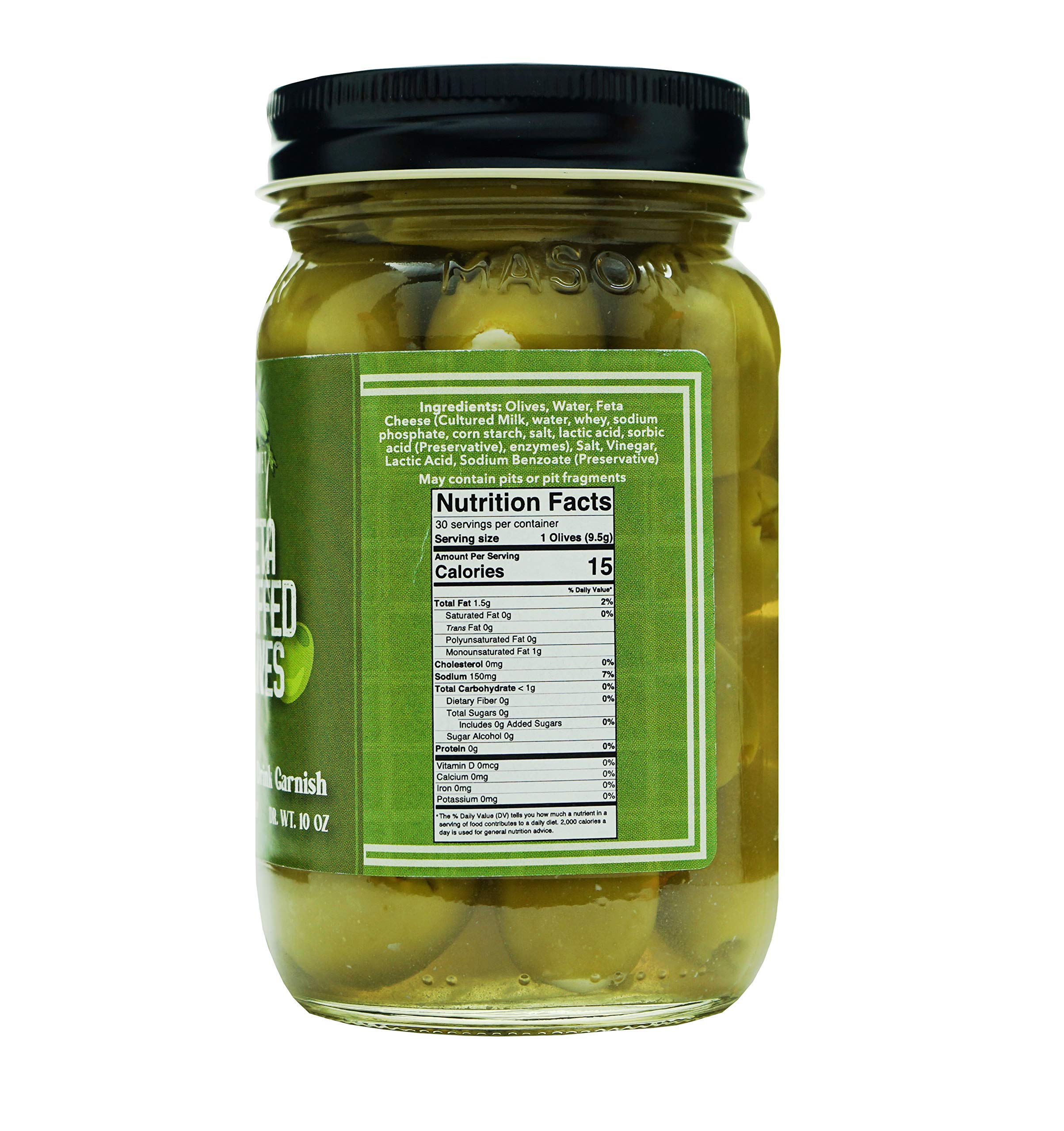 Premium Feta Cheese Stuffed Green Olives - All Natural Gourmet Olives for Cocktails, Cheese Boards & Dirty Martinis - Large Size 32oz (2 x 16oz) - Perfect for Entertaining, Charcuterie & Mediterranean Recipes