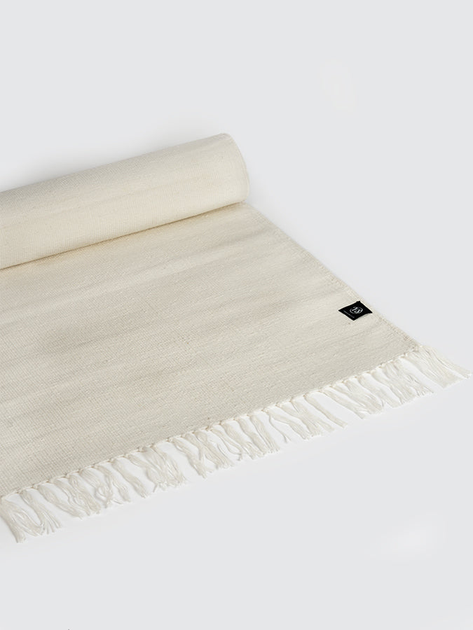 Premium Organic Cotton Yoga Mat for Studio & Home Practice - Natural White - Eco-Friendly & Non-Slip for Yoga, Meditation & Pilates