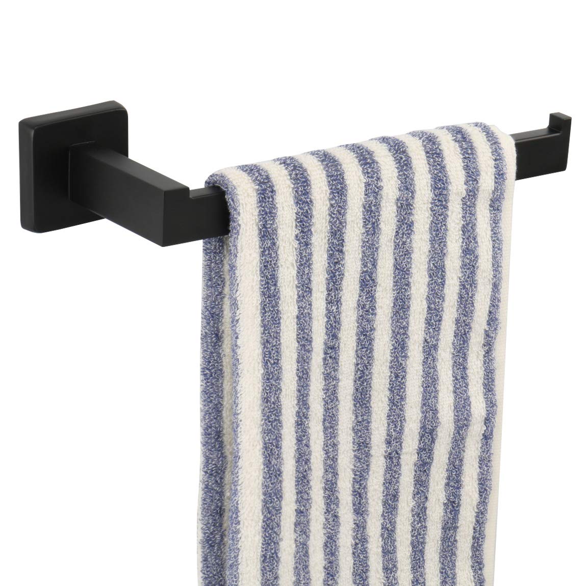 TocTen 9 Inch Heavy Duty Stainless Steel Towel Holder - Matte Black SUS304 Bathroom Towel Ring, Wall Mounted Hand Towel Rack for Kitchen, Bathroom & Laundry Room - Durable & Rustproof Design