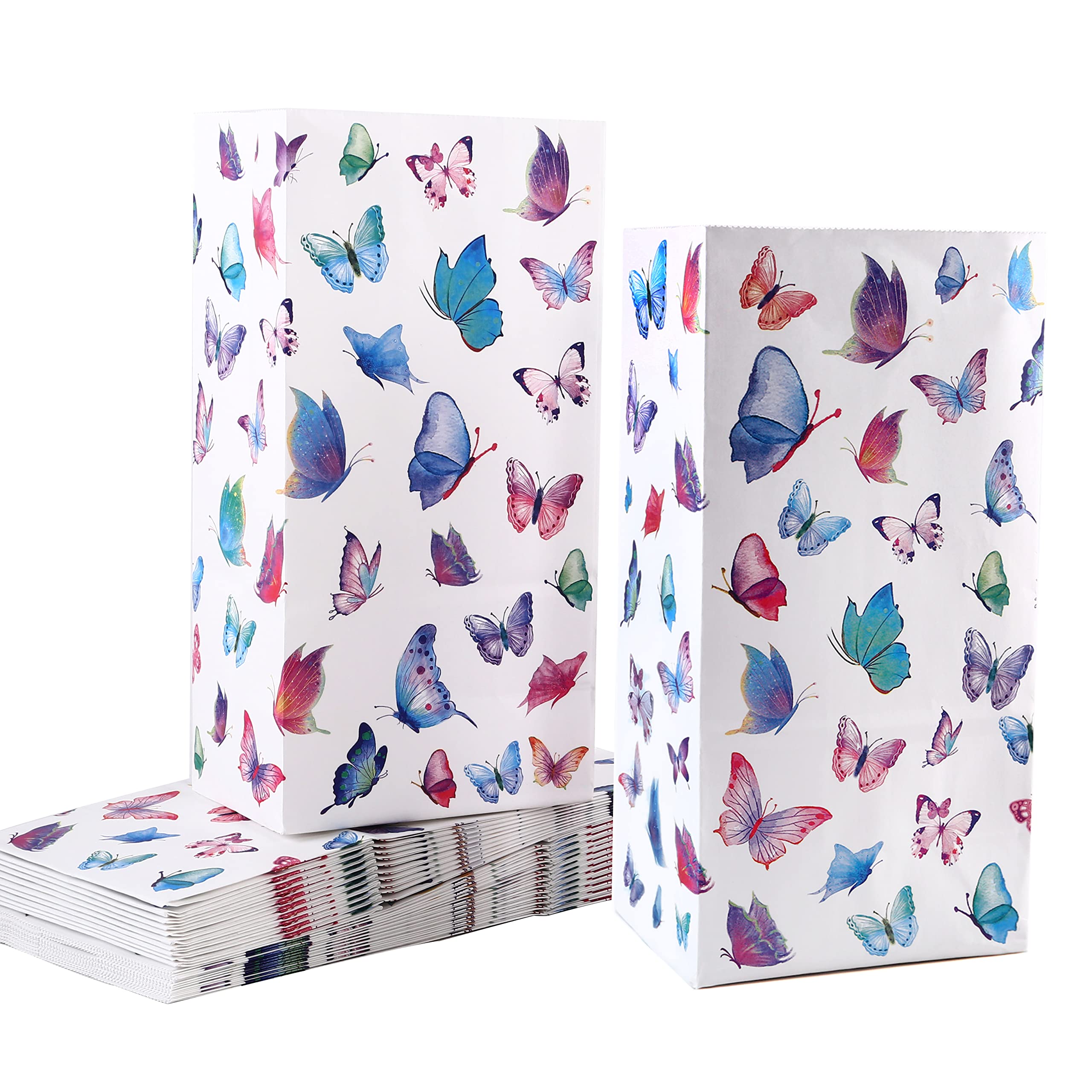 25Pcs Thickened Butterfly Favor Bags for Kids Birthday Party - Small Gift Goodie Bags with Handles - Perfect for Candy, Toys & Party Favors - Mini Size (WB1)
