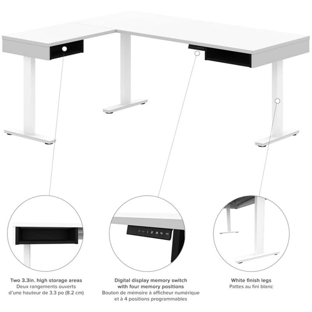 Ergonomic L-Shaped Adjustable Standing Desk with Credenza & Monitor Arms - Home Office Workstation for Remote Work & Gaming Setup