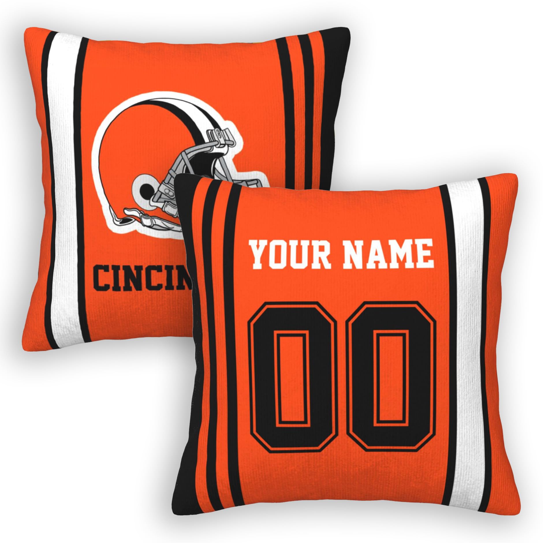 Custom Cincinnati Football Throw Pillow Covers - Personalized Name & Number Pillow Cases for Men, Women, Youth - Perfect Fan Gifts for Home Decor, Game Day & Sports Themed Bedroom