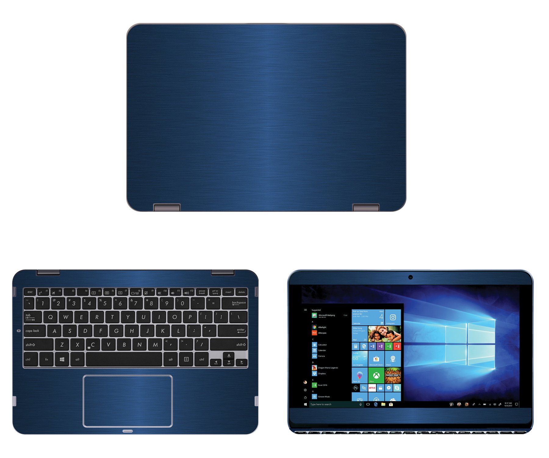 Decalrus - Protective Skin Decal for Asus VivoBook Flip 12 TP203NA (11.6 Inch) Laptop - Blue Brushed Aluminum Texture Vinyl Wrap - Perfect for Case Cover Protection & Style Upgrade - Ideal for School, Work & Travel Use