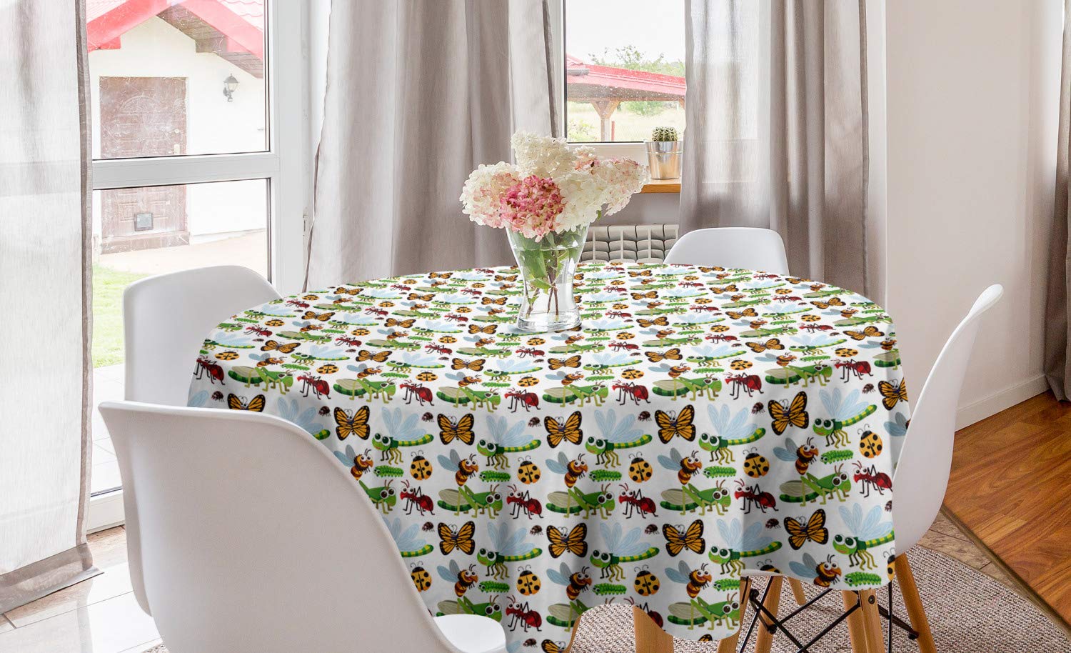 Ambesonne Cartoon Round Tablecloth 60