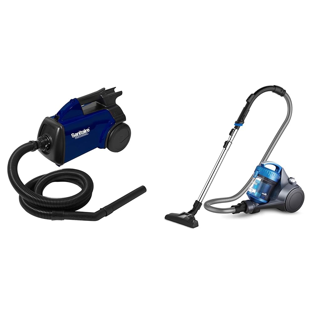 Sanitaire SL3681A Professional Compact Canister Vacuum Cleaner - Blue & Black | Eureka Whirlwind Bagless Canister Vacuum - Lightweight for Carpets & Hard Floors | Perfect for Home Cleaning, Pet Hair Removal & Office Maintenance