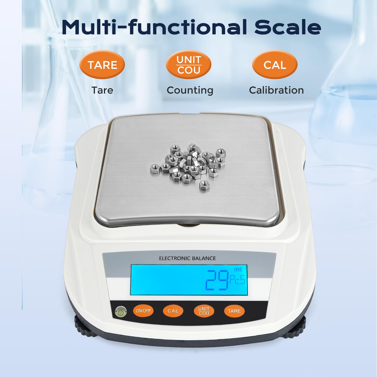 Bonvoisin 3000g x 0.01g Precision Electronic Lab Scale - Rechargeable Digital Analytical Balance for Laboratory, Jewelry, Food & Scientific Measurements | Perfect for Weighing Chemicals, Gold, Coffee & Small Items
