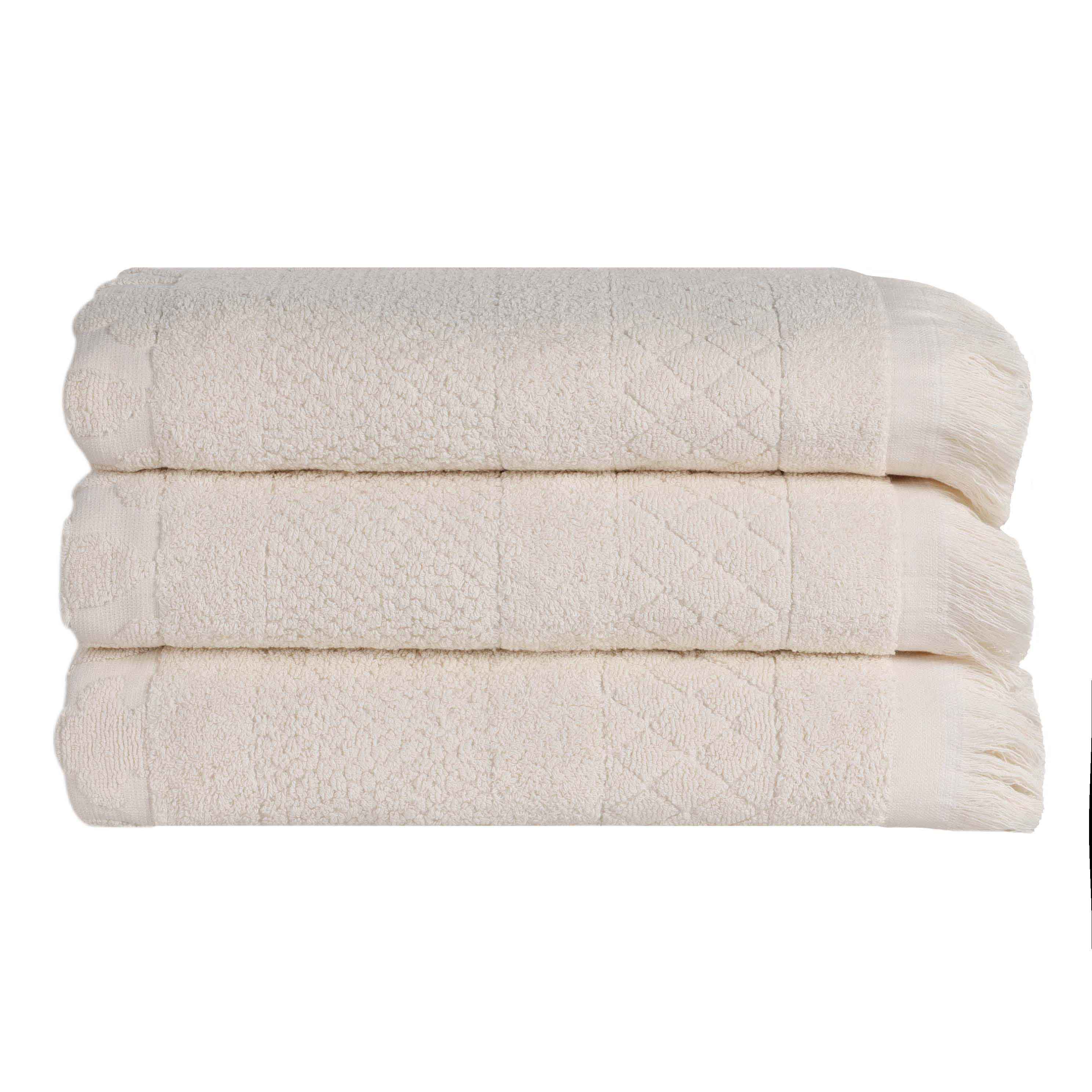 Premium Rolla Cotton Geometric Jacquard Plush Bath Towel Set - 3 Pack | Ultra Absorbent & Quick-Drying | Luxury Spa, Bathroom & Beach Towels